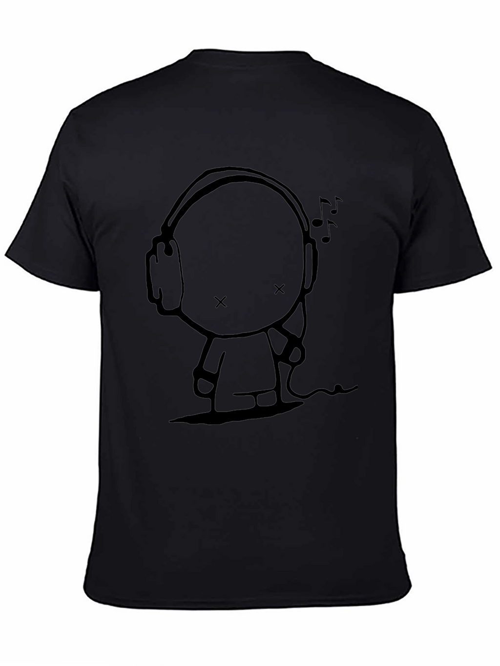 Cool Character with Headphones Graphic Tee - Black