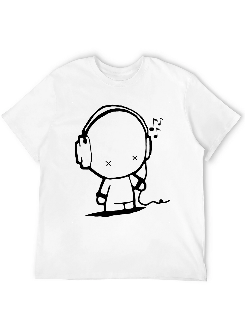 Cool Character with Headphones Graphic Tee - Black