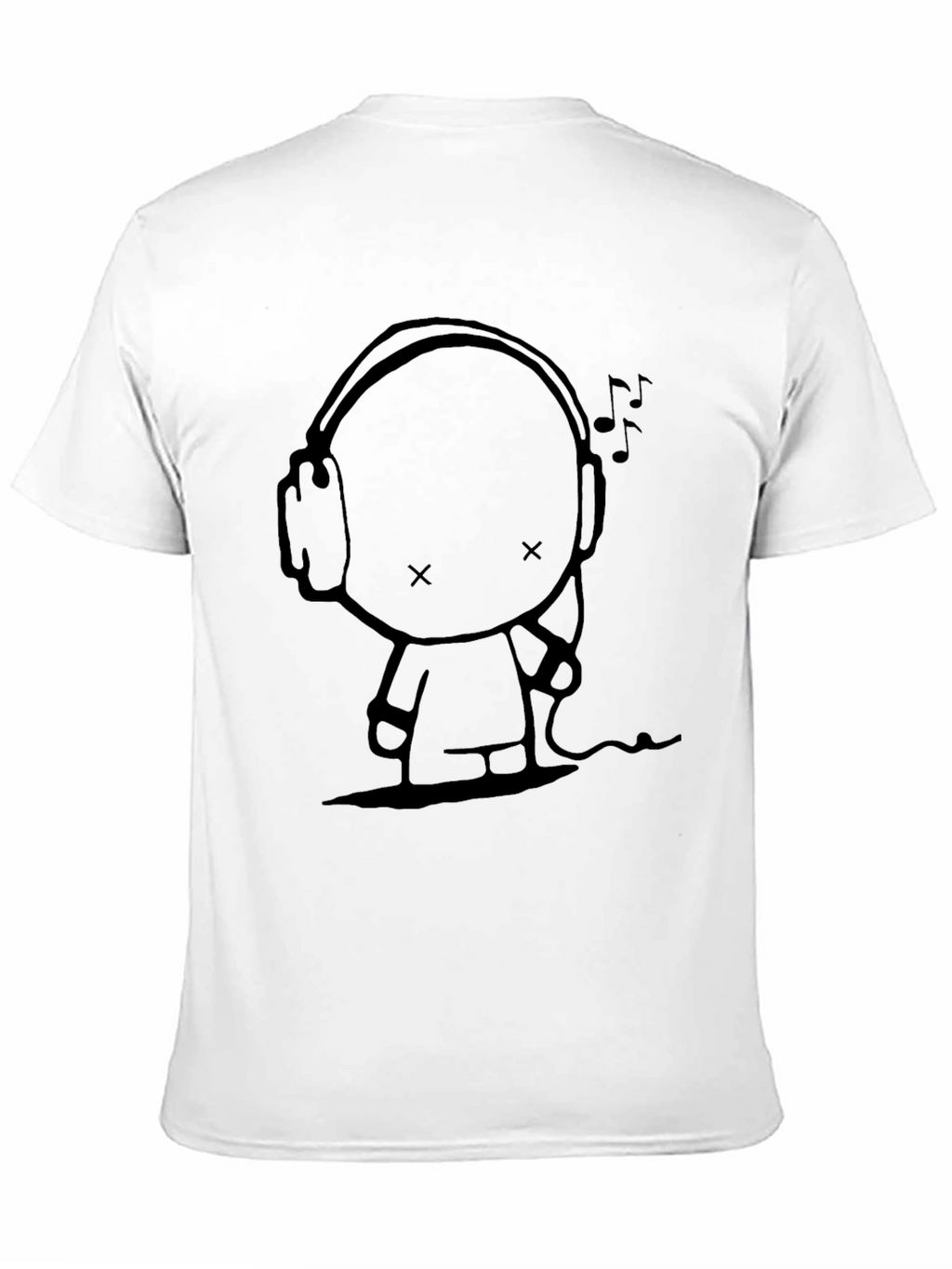Cool Character with Headphones Graphic Tee - Black