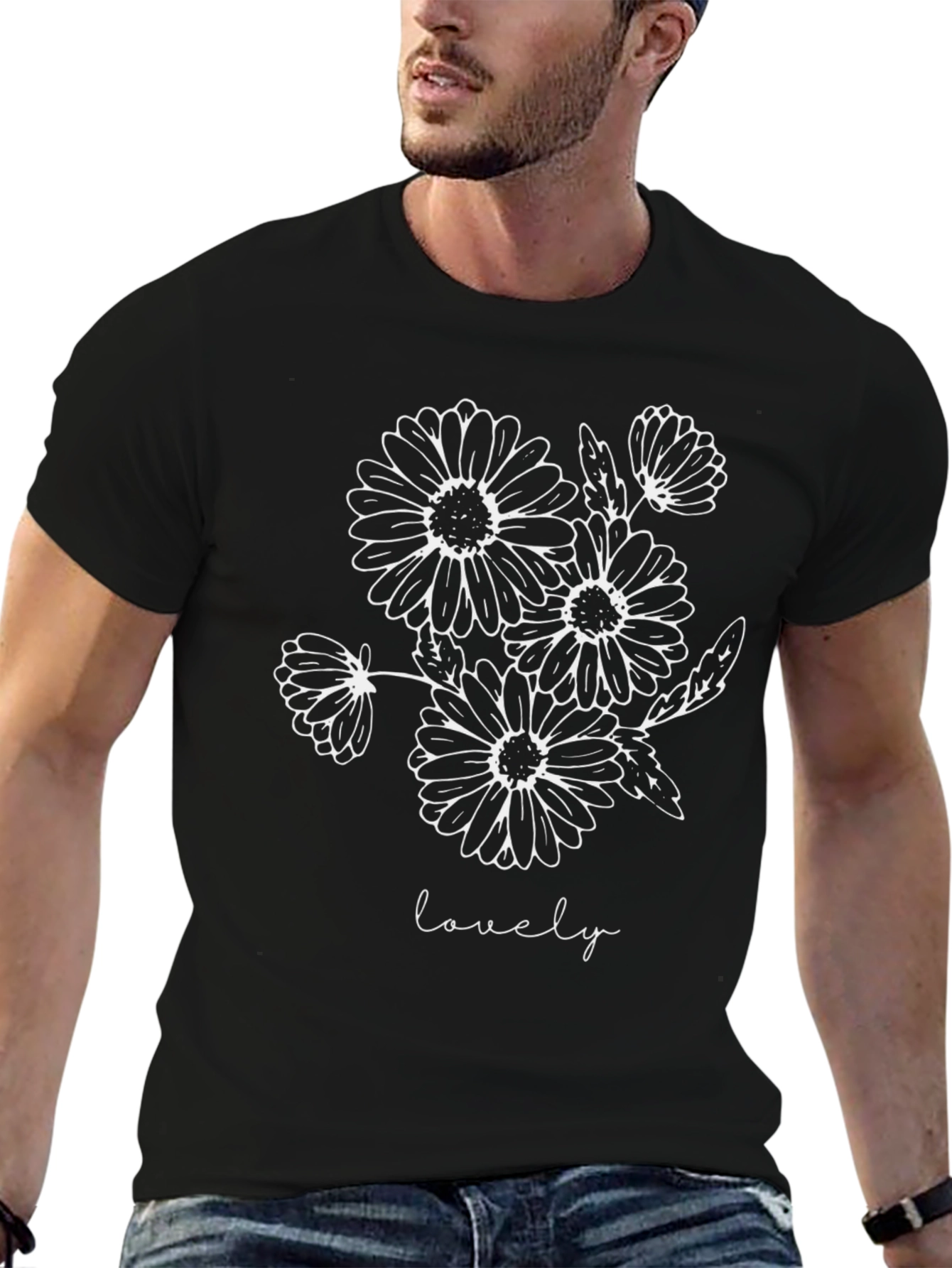 Lovely Floral Graphic Tee - Black