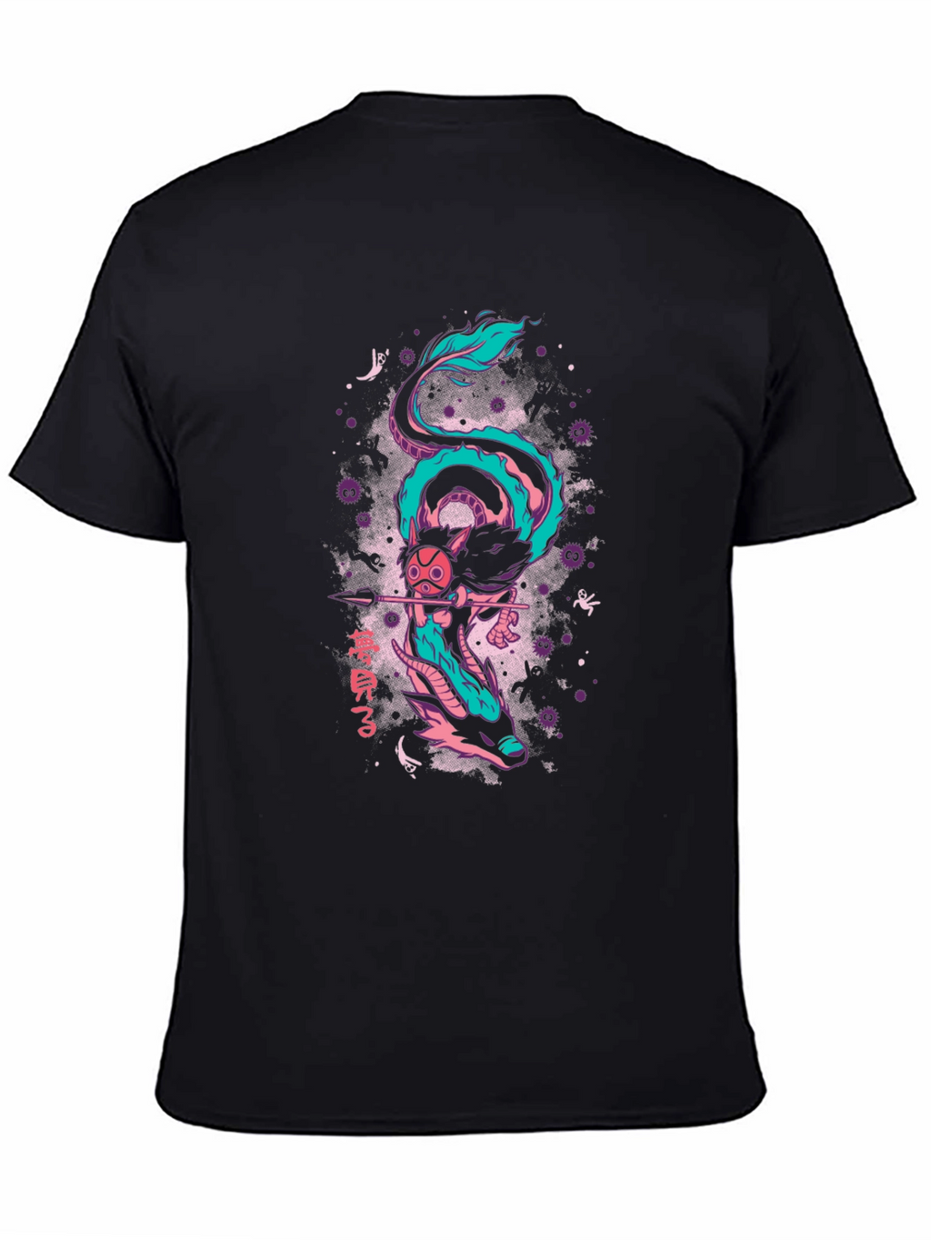 Anime Dragon Graphic T-Shirt - Black