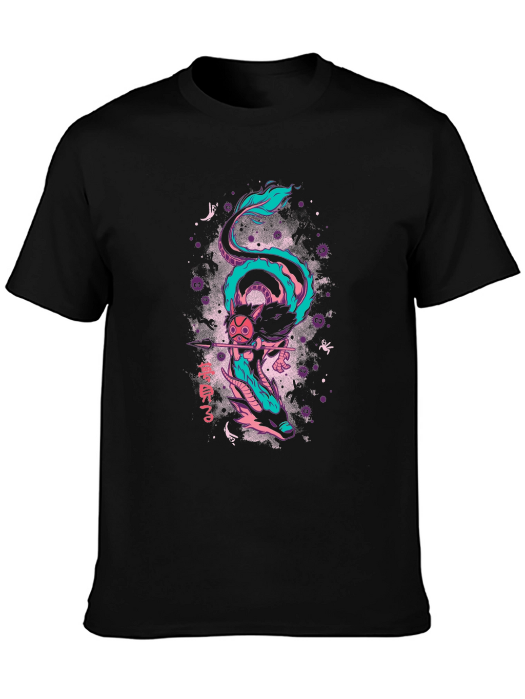 Anime Dragon Graphic T-Shirt - Black