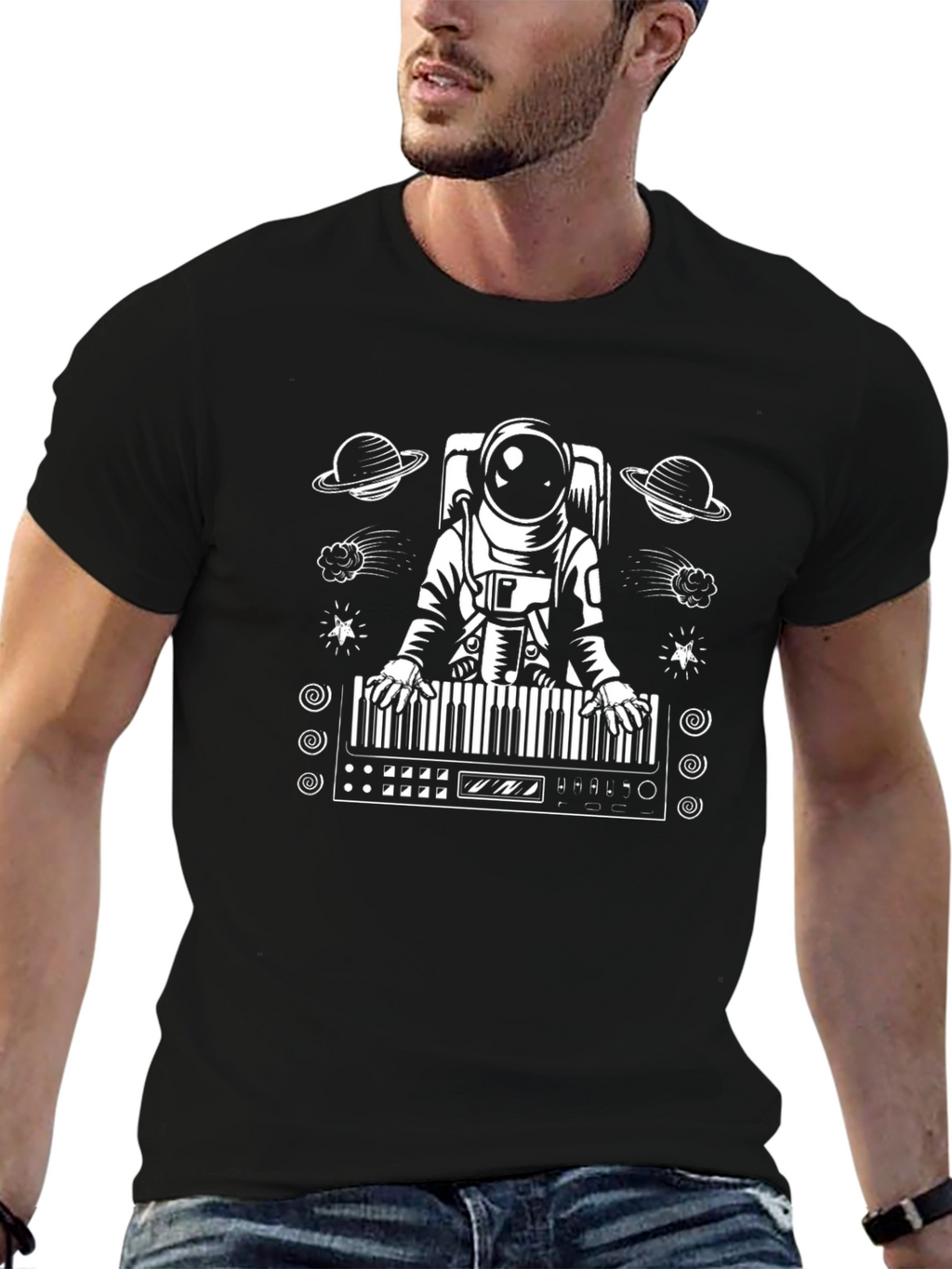 Astronaut Keyboardist Graphic Tee