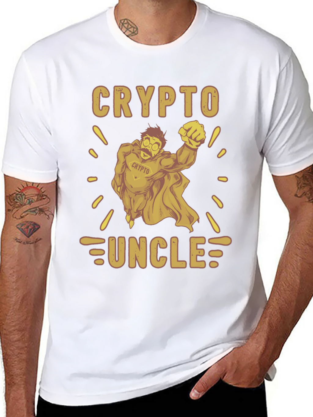 Crypto Uncle Graphic Tee - Funny Cryptocurrency T-Shirt