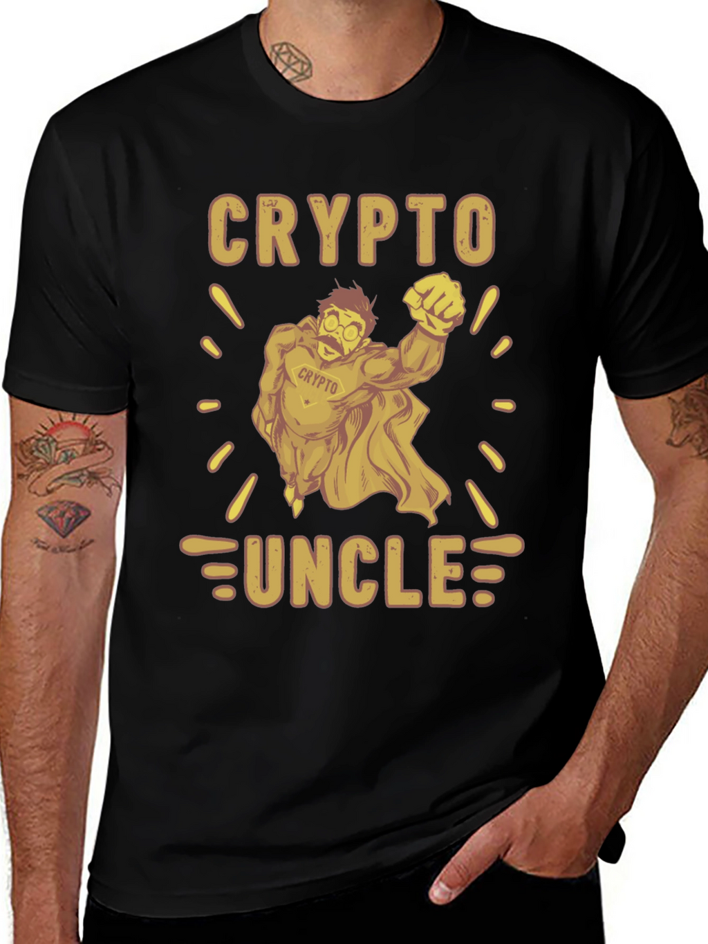 Crypto Uncle Graphic Tee - Funny Cryptocurrency T-Shirt