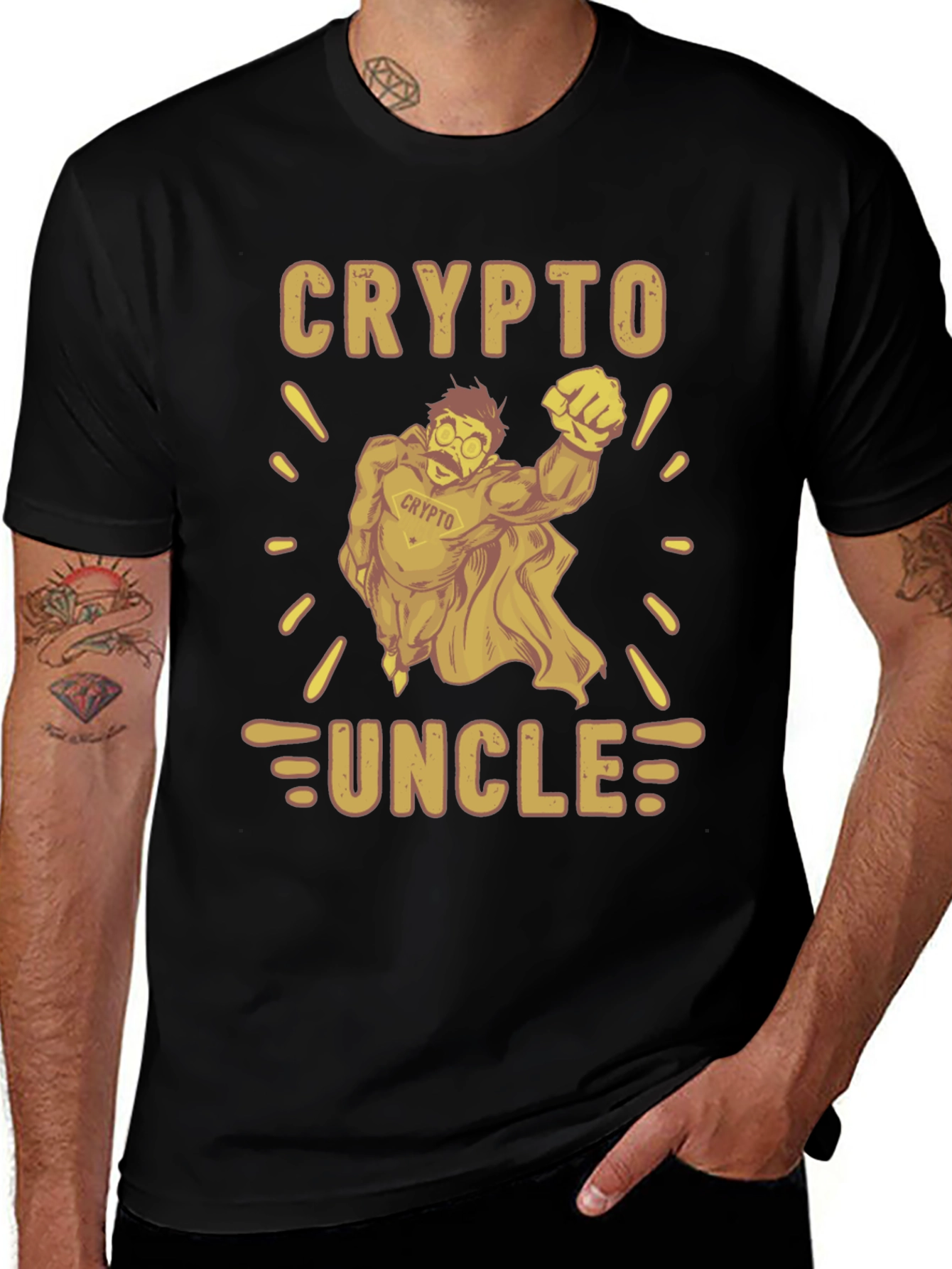 Crypto Uncle Graphic Tee - Funny Cryptocurrency T-Shirt