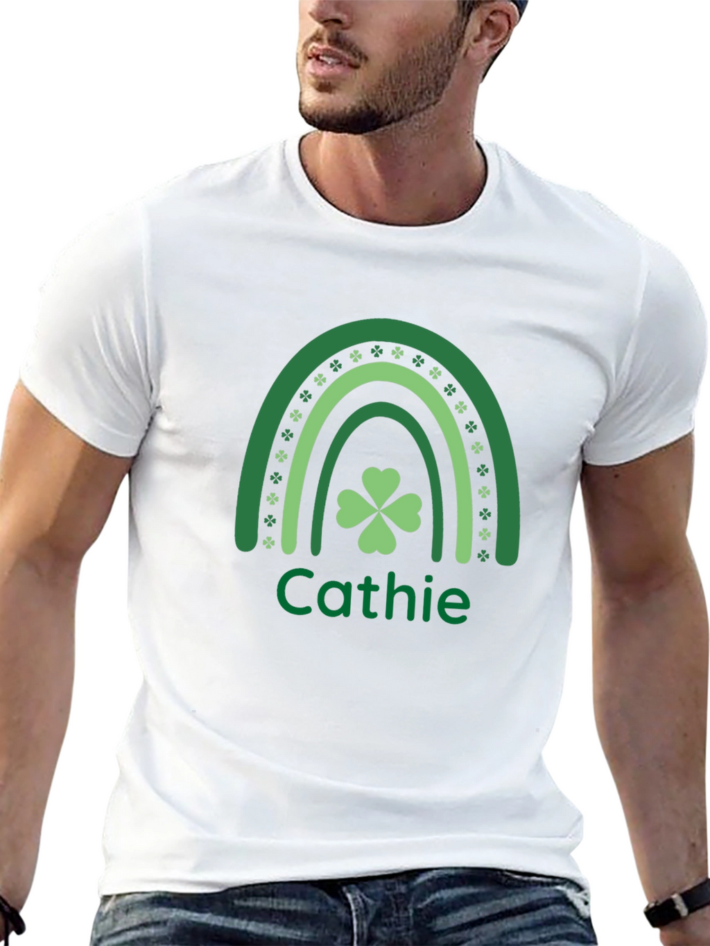 Cathie St. Patricks Day Rainbow Clover T-Shirt
