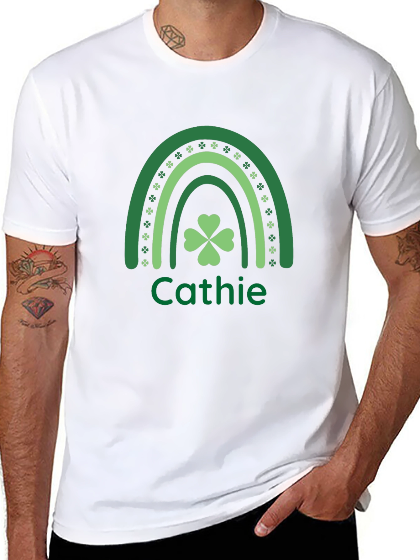 Cathie St. Patricks Day Rainbow Clover T-Shirt