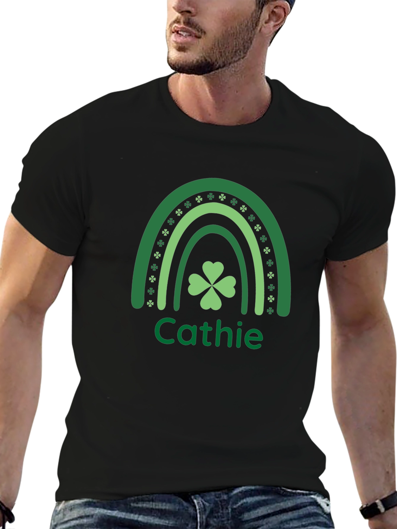 Cathie St. Patricks Day Rainbow Clover T-Shirt