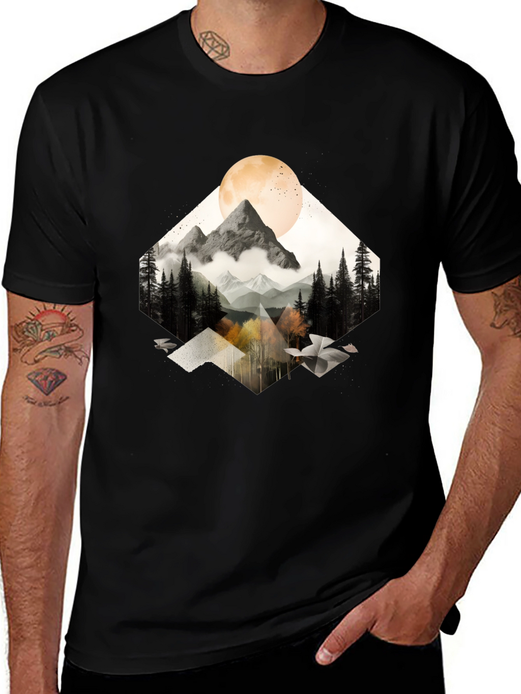 Mountain Moon Graphic Tee - Nature Inspired Style