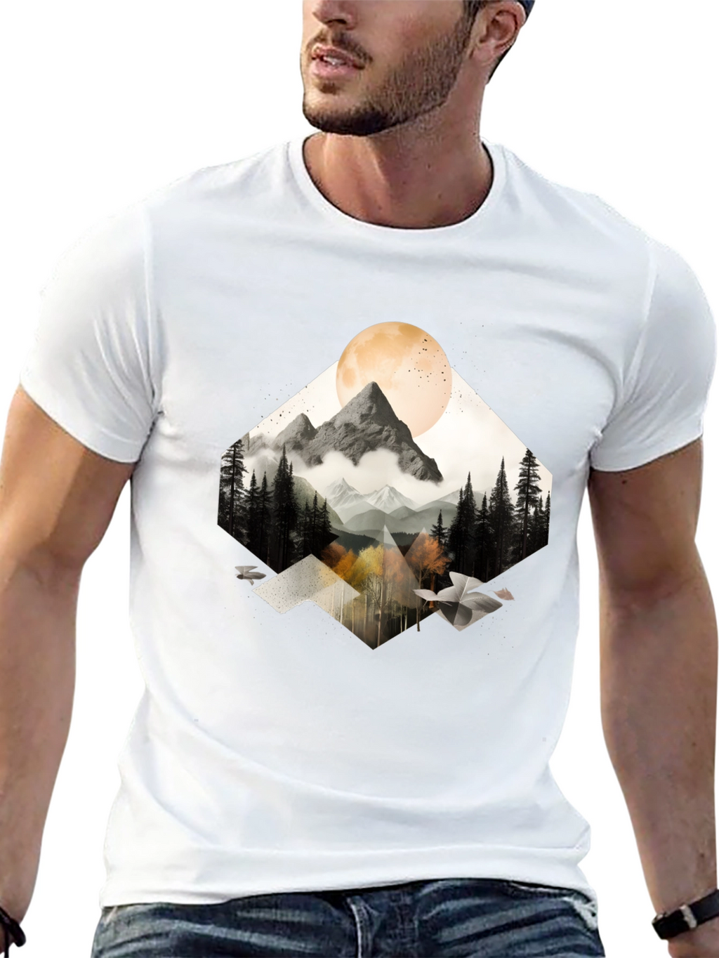 Mountain Moon Graphic Tee - Nature Inspired Style