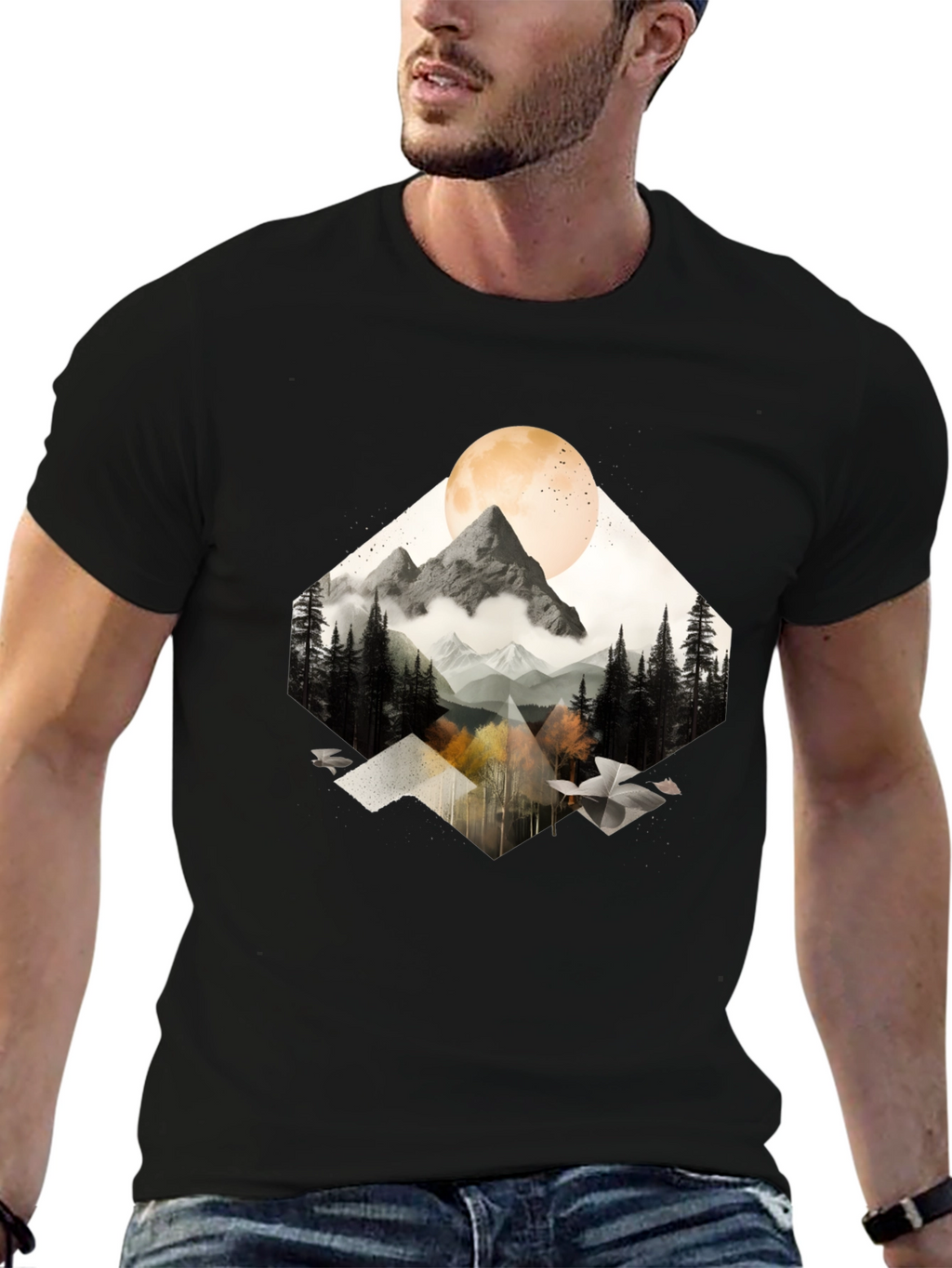 Mountain Moon Graphic Tee - Nature Inspired Style