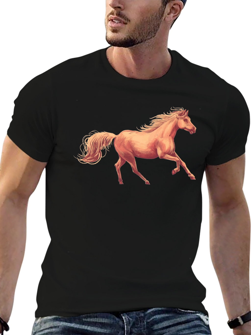 Black Horse Graphic Tee - Stylish Comfort