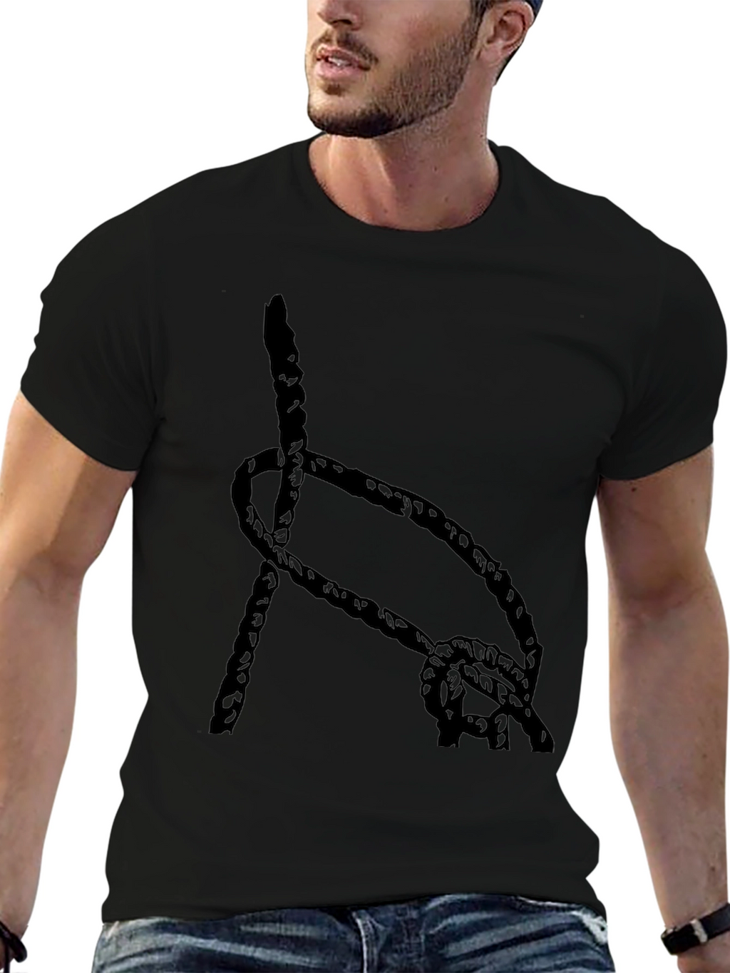 Black Rope Knot Graphic T-Shirt