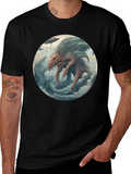 Sea Monster Graphic Tee - Black Cotton T-Shirt