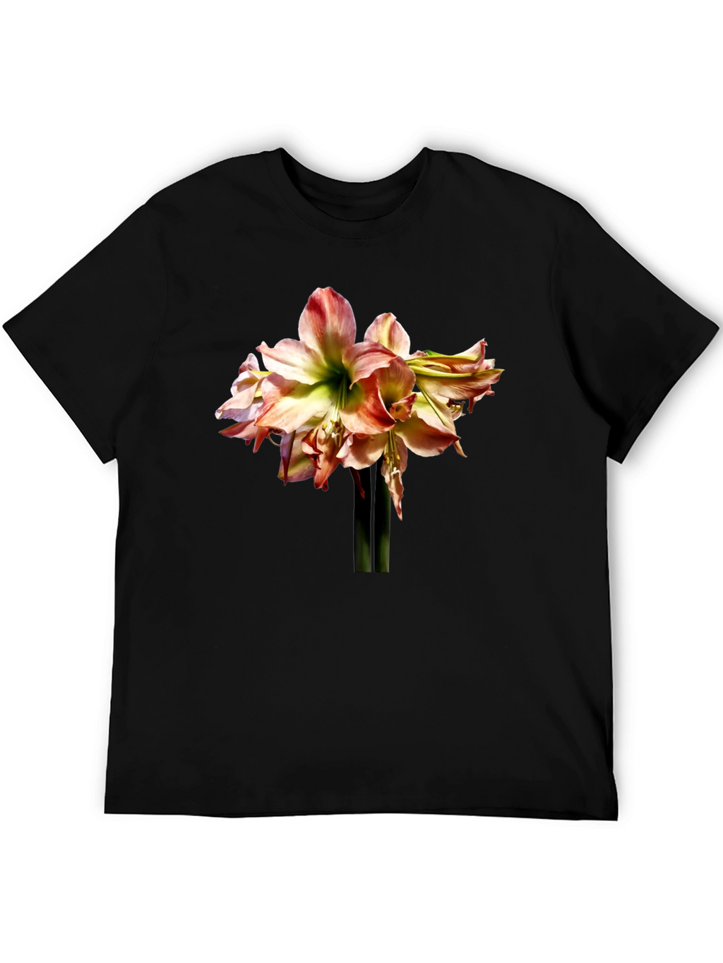 Floral Amaryllis Graphic Tee - Black Unisex Shirt