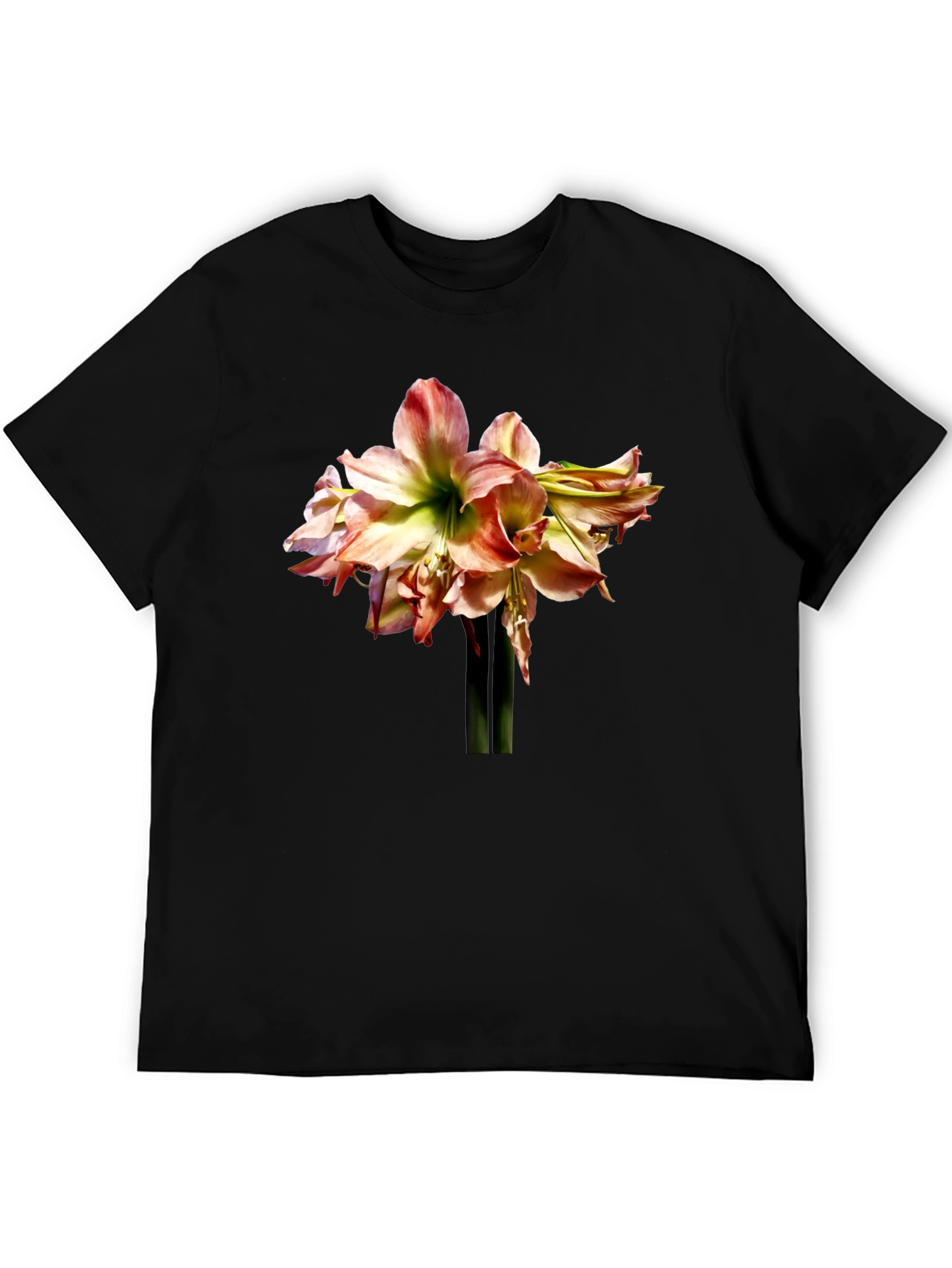 Floral Amaryllis Graphic Tee - Black Unisex Shirt