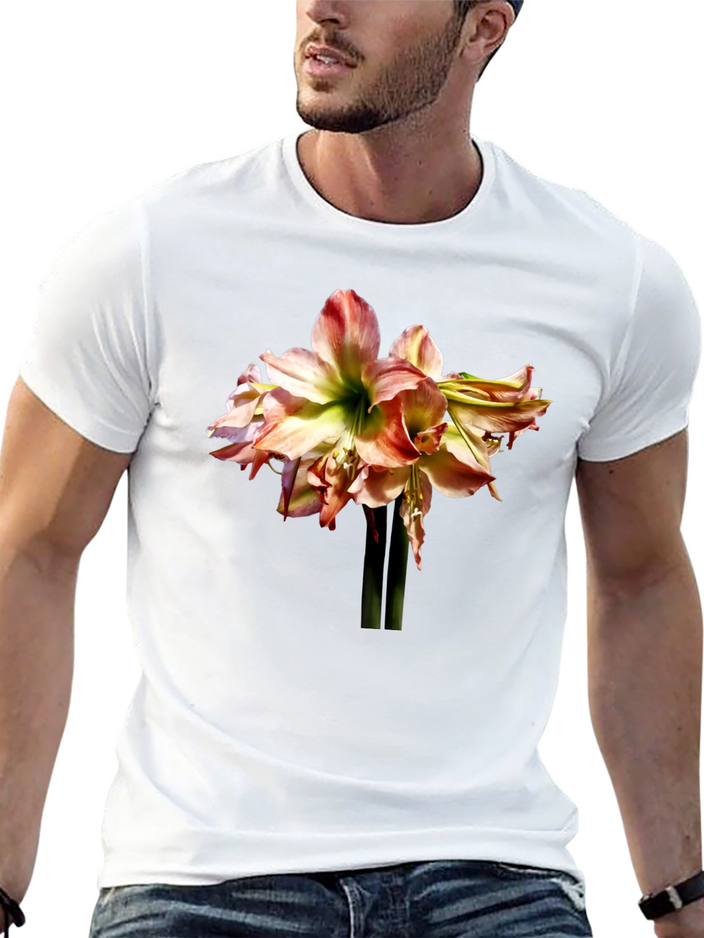 Floral Amaryllis Graphic Tee - Black Unisex Shirt