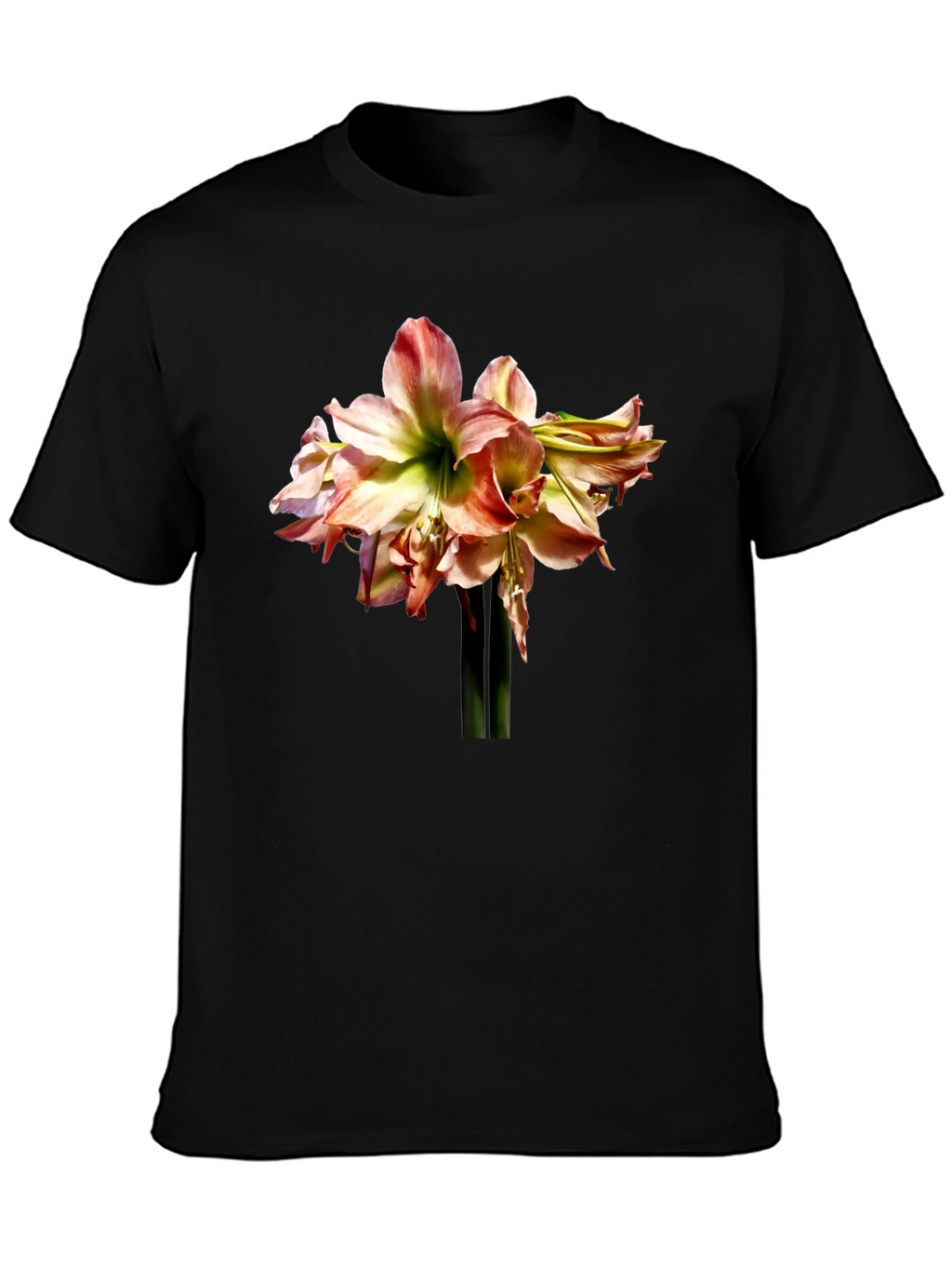Floral Amaryllis Graphic Tee - Black Unisex Shirt