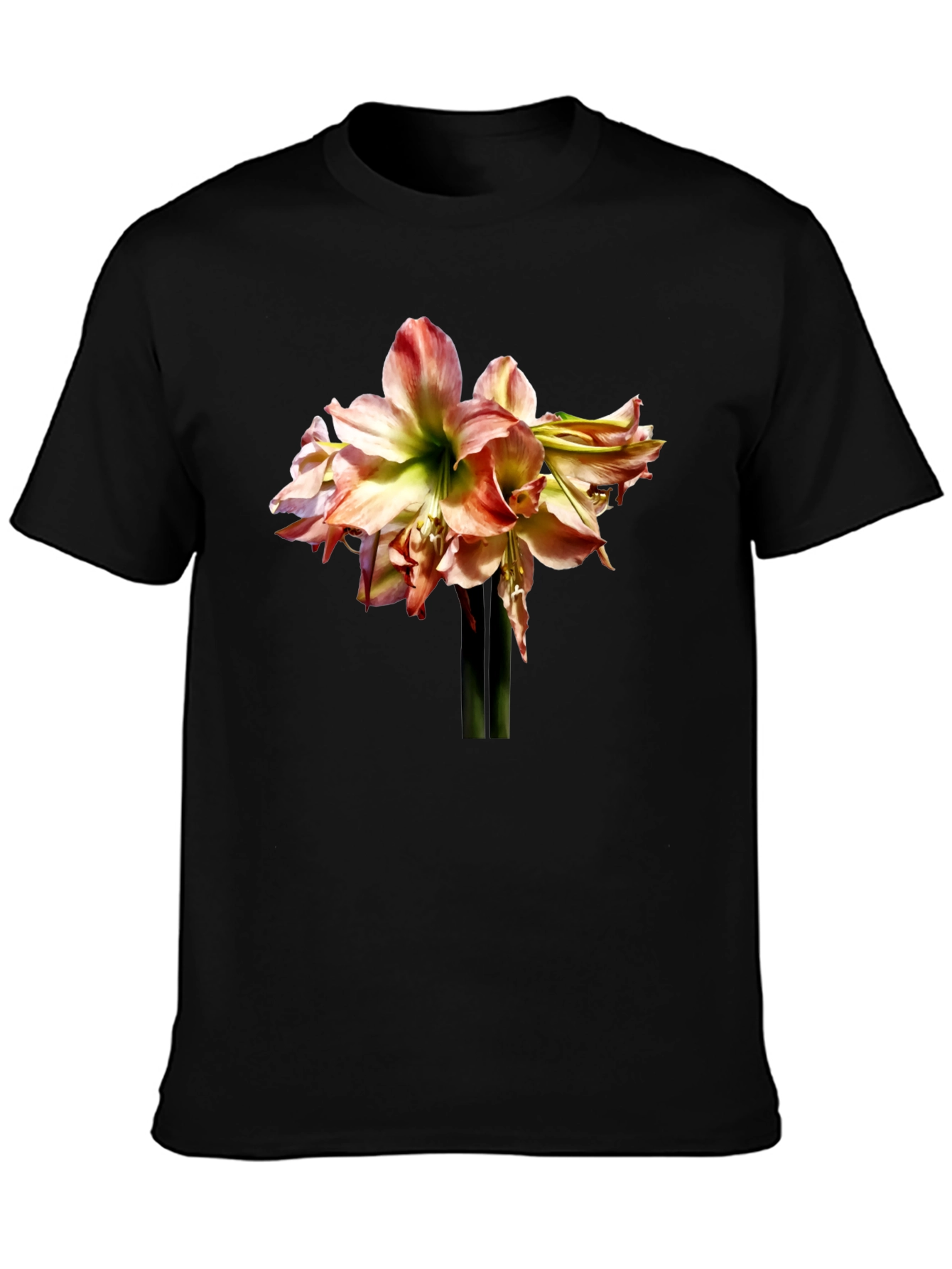 Floral Amaryllis Graphic Tee - Black Unisex Shirt