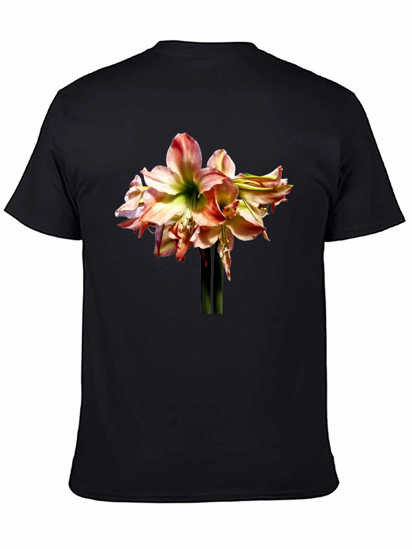 Floral Amaryllis Graphic Tee - Black Unisex Shirt
