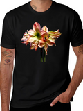 Floral Amaryllis Graphic Tee - Black Unisex Shirt