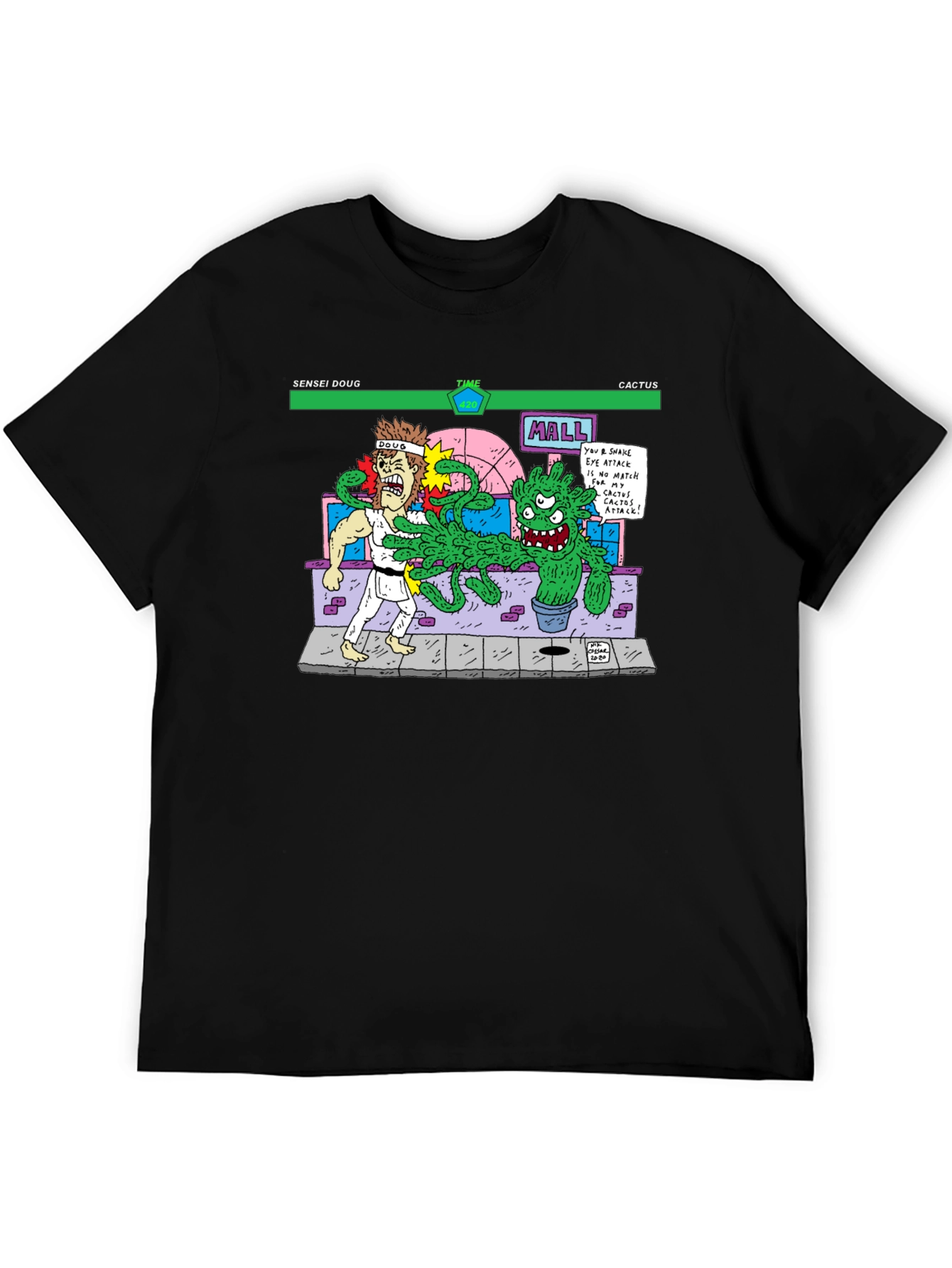 Sensei Doug Vs Cactus Black T-Shirt