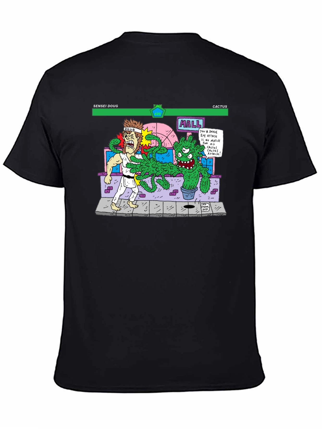 Sensei Doug Vs Cactus Black T-Shirt