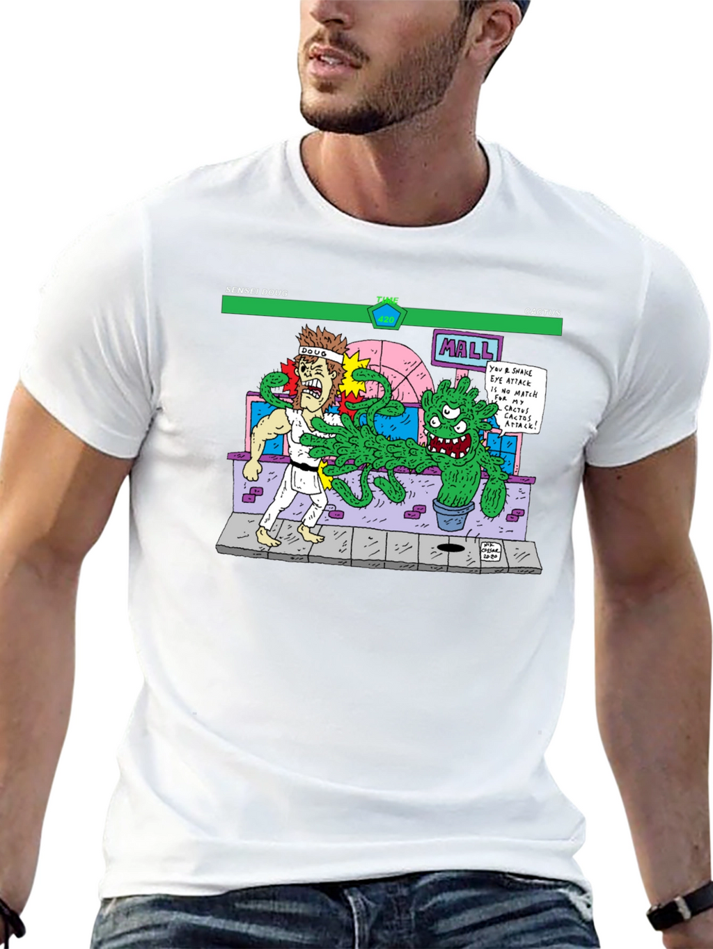 Sensei Doug Vs Cactus Black T-Shirt