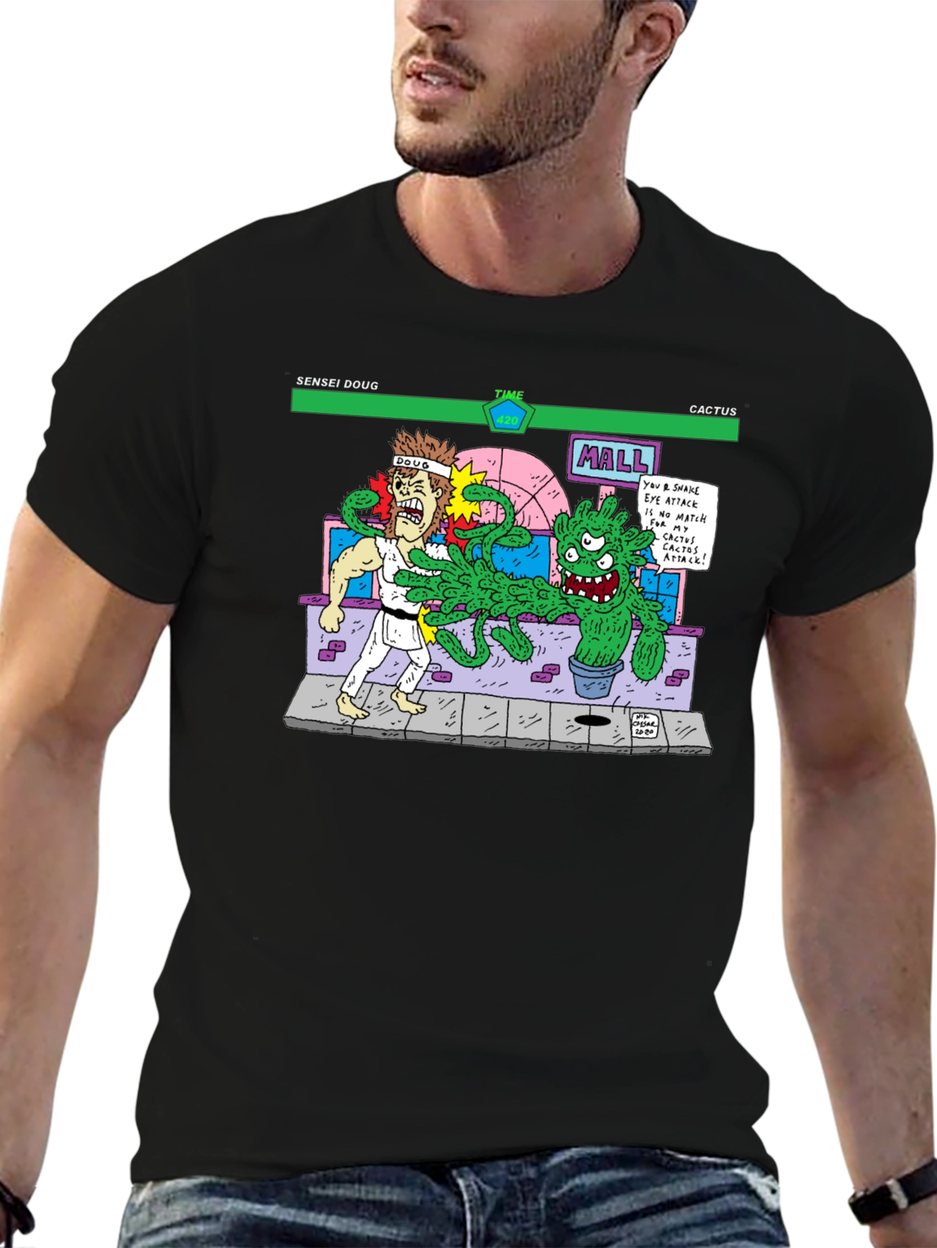 Sensei Doug Vs Cactus Black T-Shirt