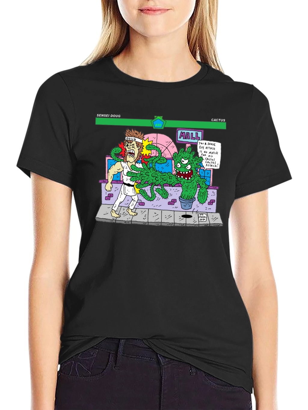 Sensei Doug Vs Cactus Black T-Shirt