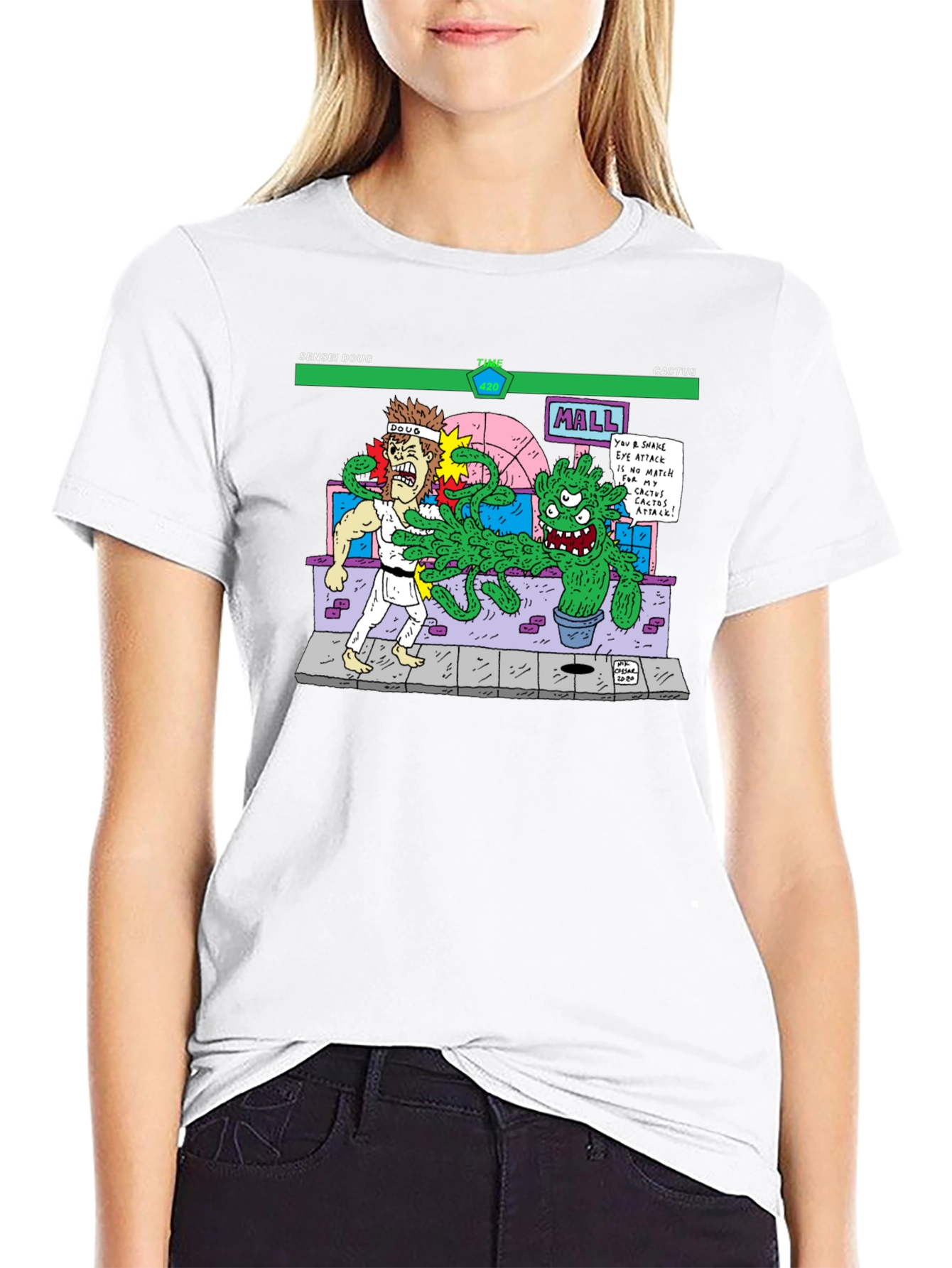 Sensei Doug Vs Cactus Black T-Shirt