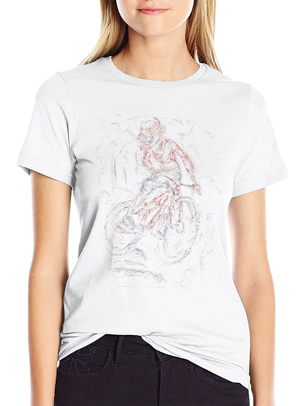 Edgy Graphic Tee - Red & Black Rider Design