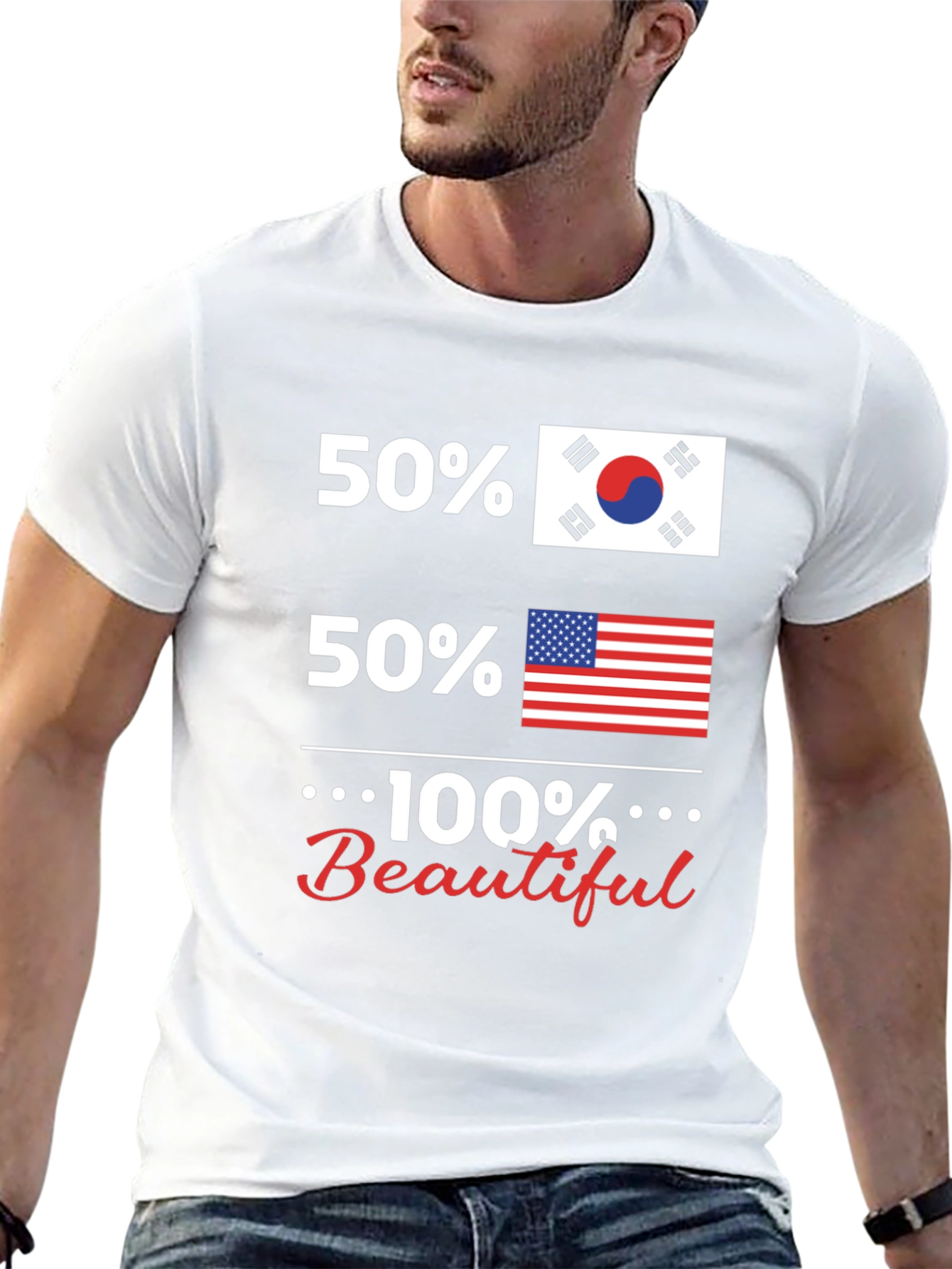 Funny USA Korean Flag 100% Beautiful T-Shirt