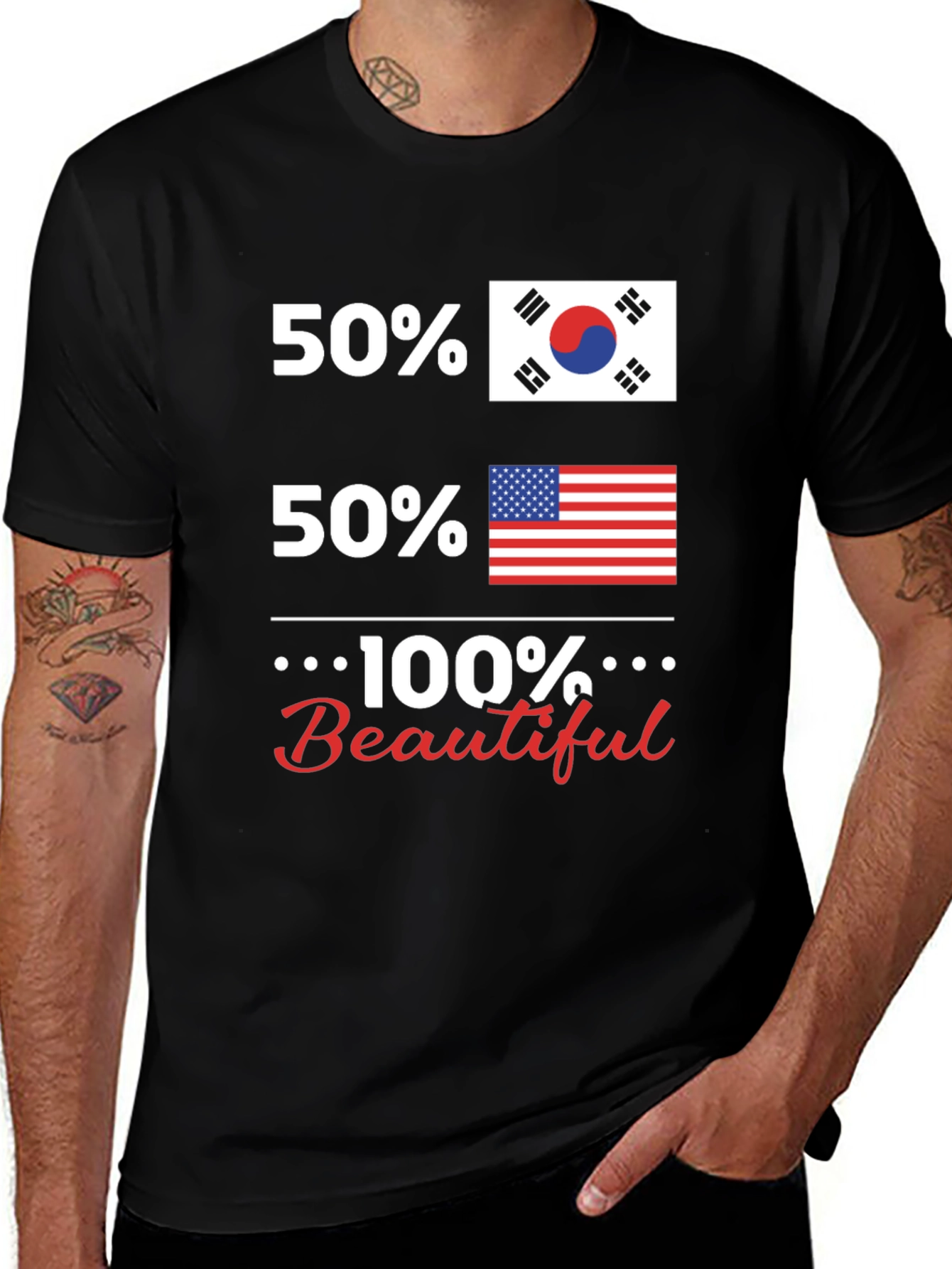 Funny USA Korean Flag 100% Beautiful T-Shirt