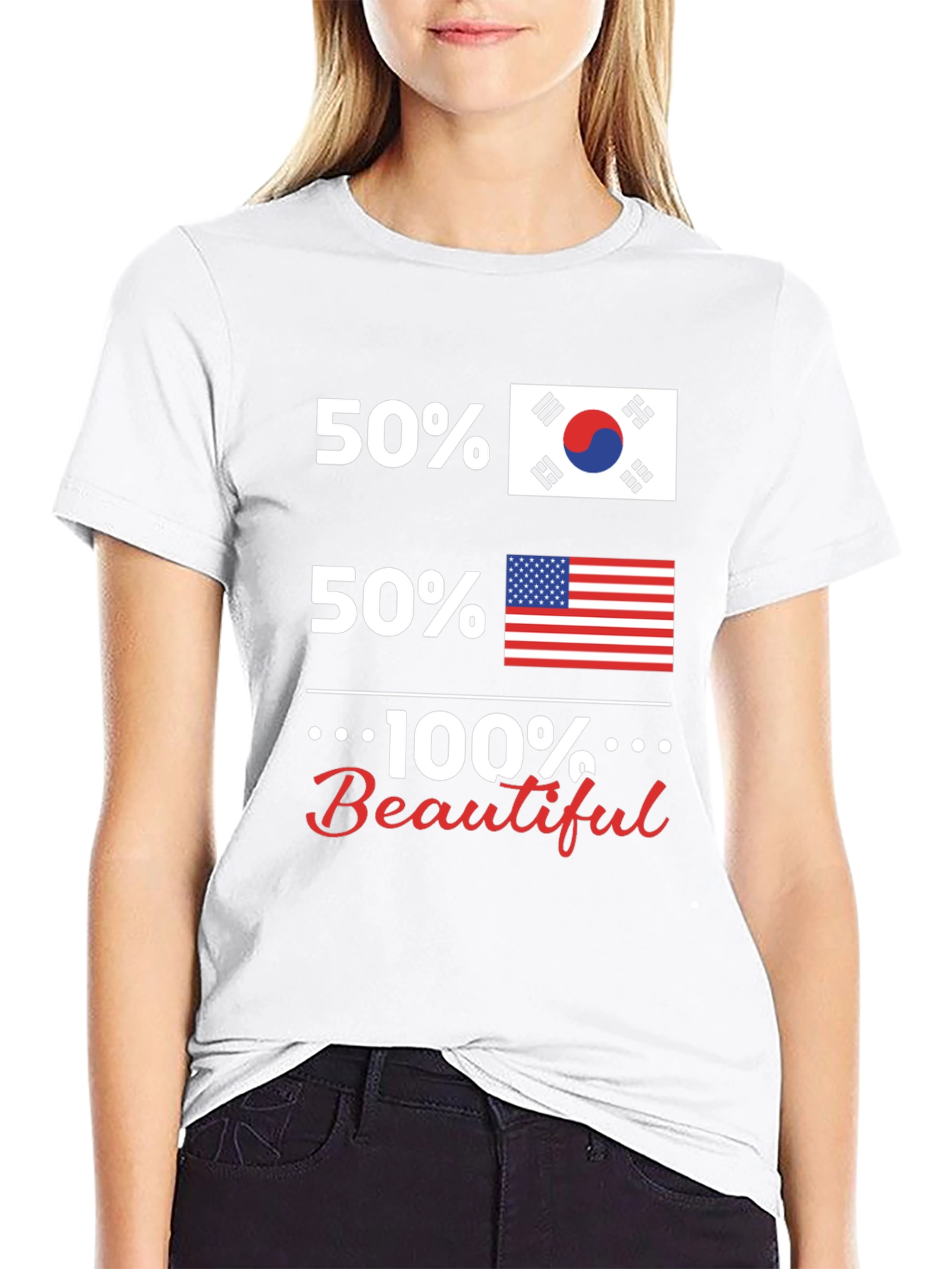 Funny USA Korean Flag 100% Beautiful T-Shirt
