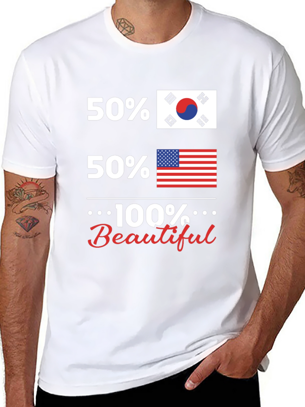 Funny USA Korean Flag 100% Beautiful T-Shirt