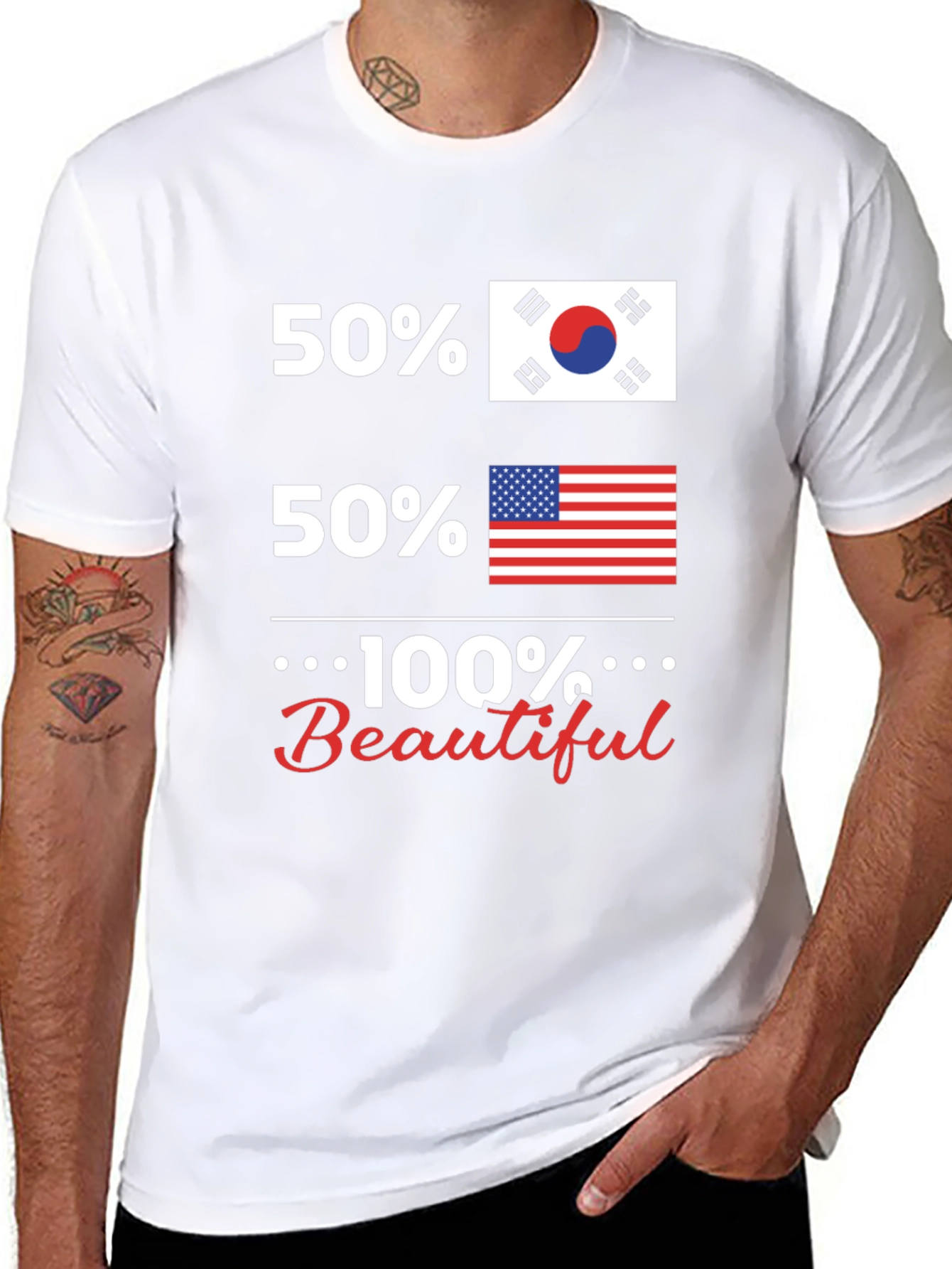 Funny USA Korean Flag 100% Beautiful T-Shirt