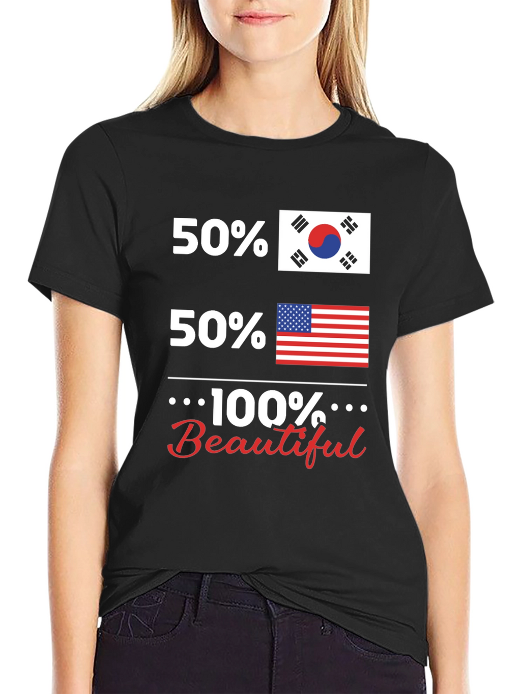 Funny USA Korean Flag 100% Beautiful T-Shirt
