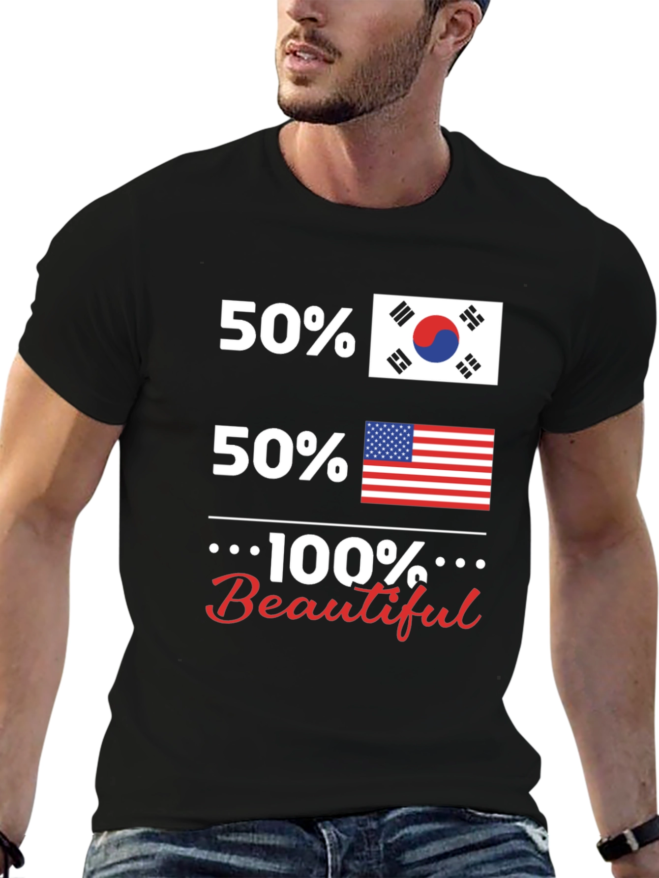 Funny USA Korean Flag 100% Beautiful T-Shirt