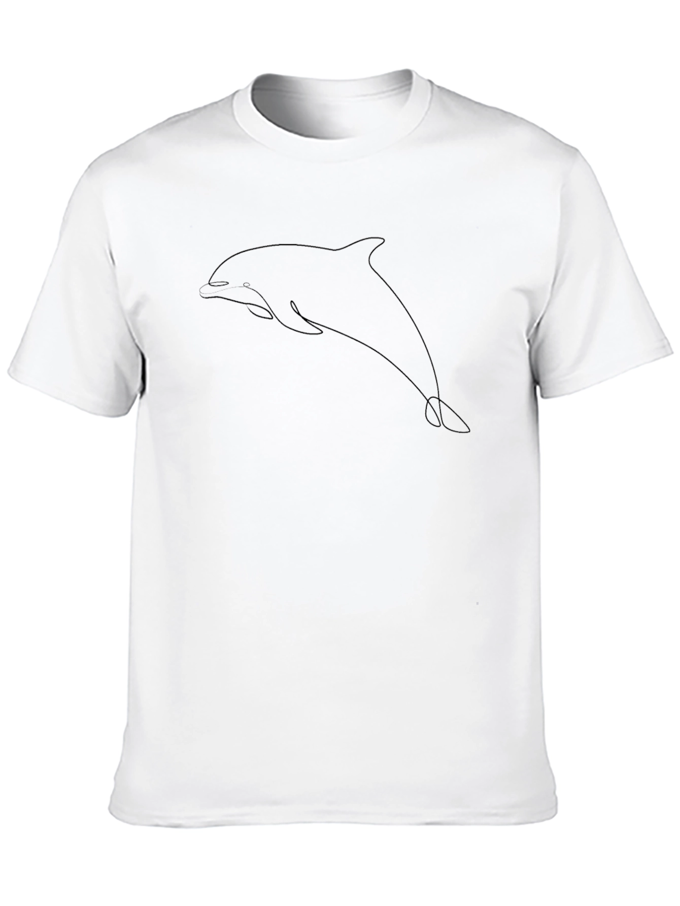 Minimalist Dolphin Line Art Black T-Shirt