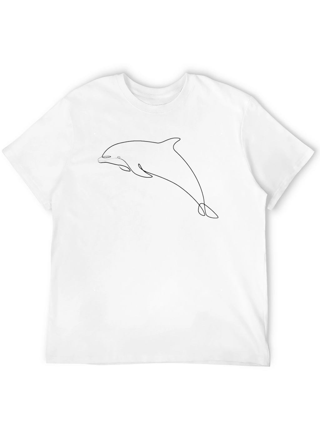 Minimalist Dolphin Line Art Black T-Shirt