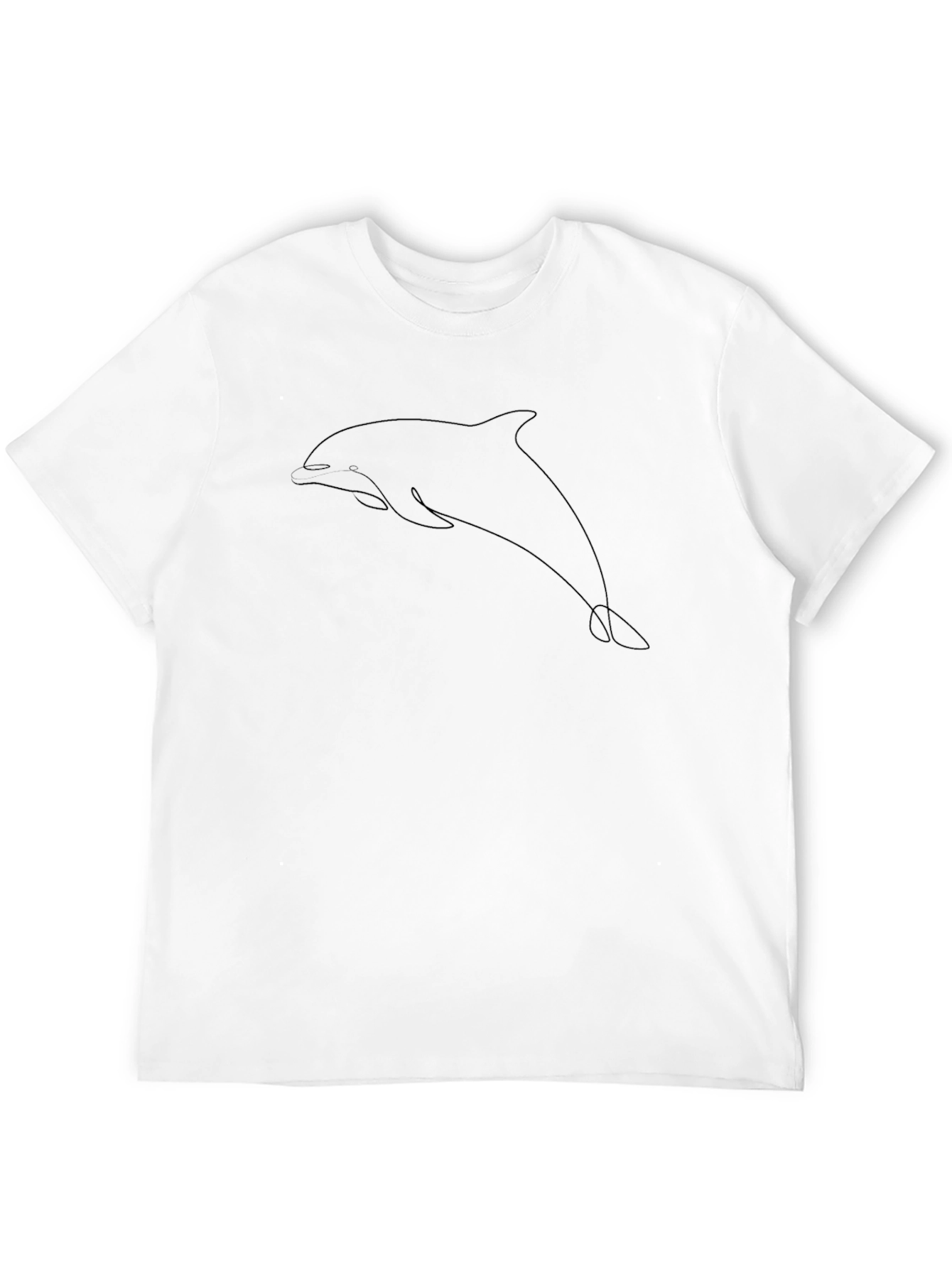 Minimalist Dolphin Line Art Black T-Shirt