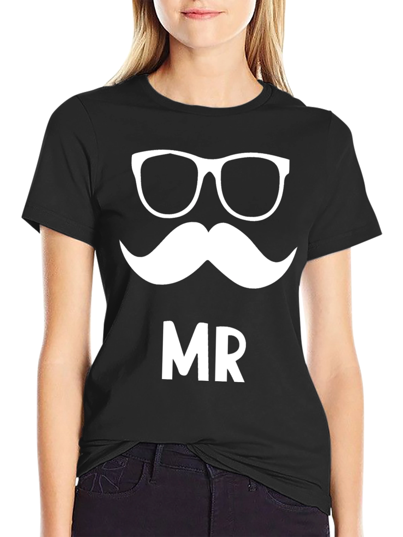 Mr. Glasses & Mustache Graphic Tee - Black
