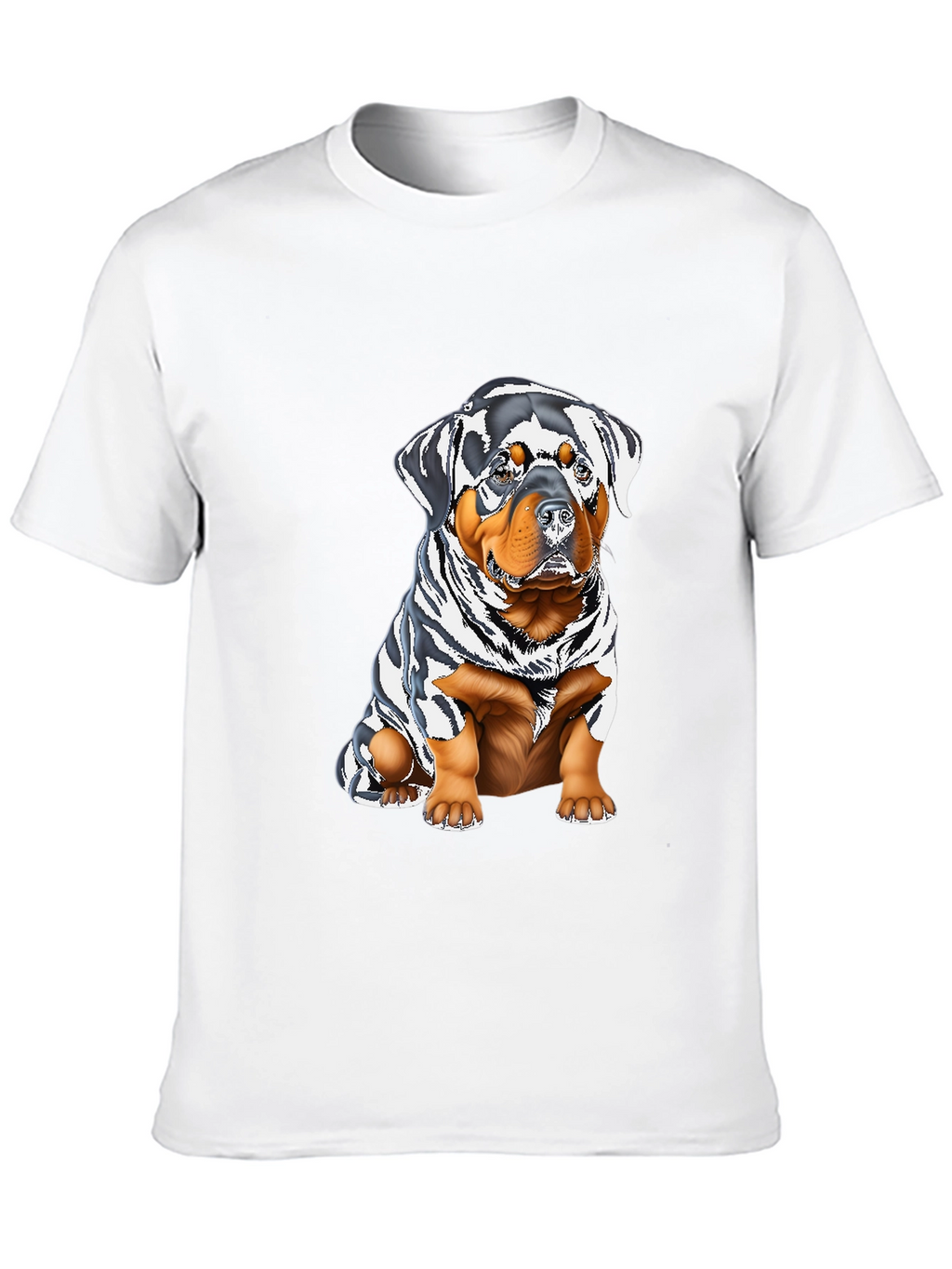 Rottweiler Puppy Graphic Tee - Black Cotton Blend