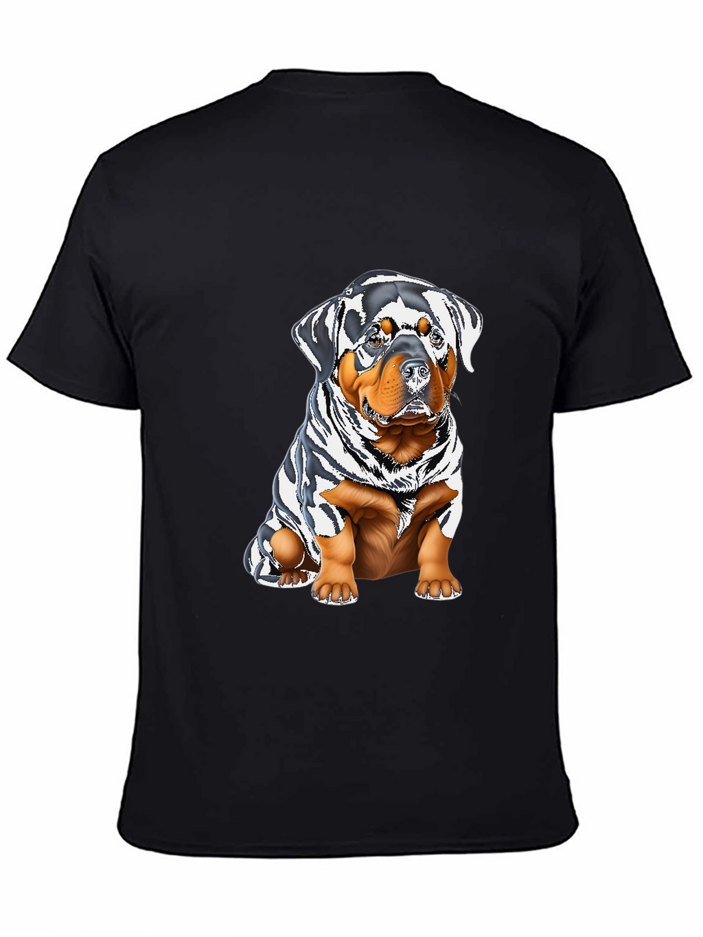 Rottweiler Puppy Graphic Tee - Black Cotton Blend