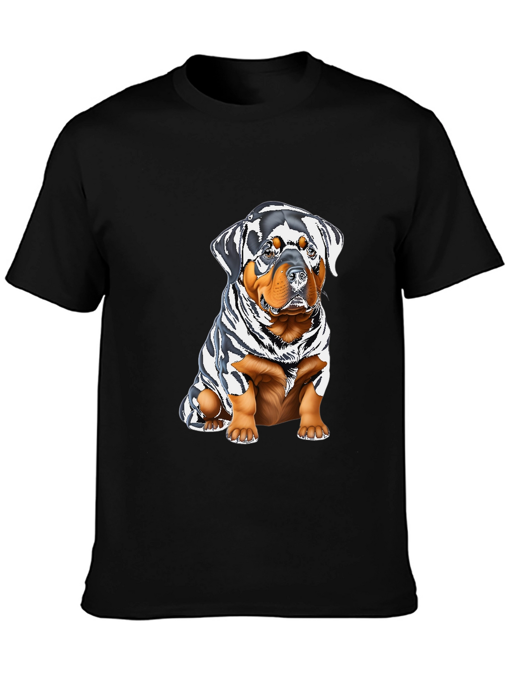 Rottweiler Puppy Graphic Tee - Black Cotton Blend