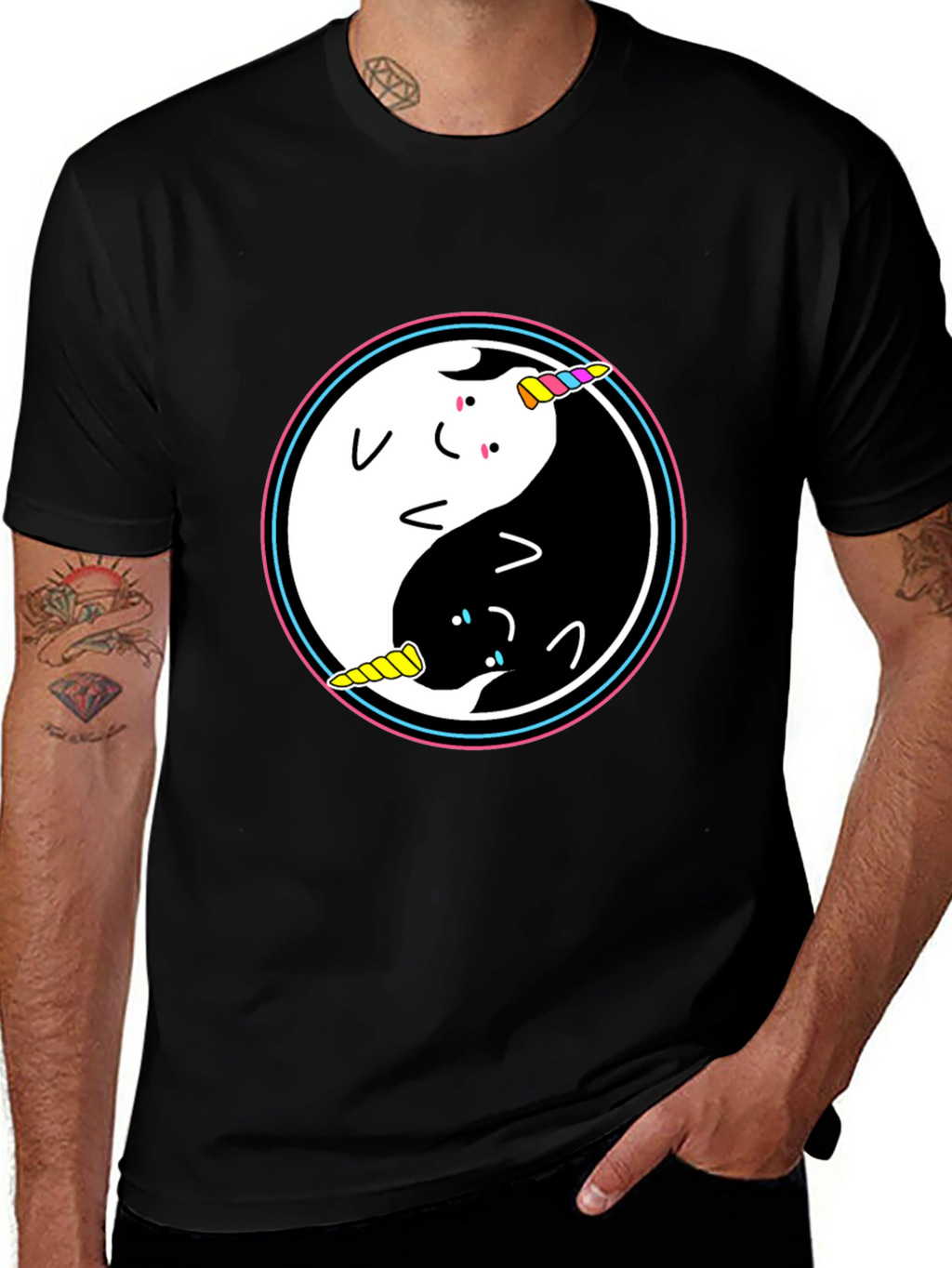 Yin Yang Unicorn Graphic T-Shirt