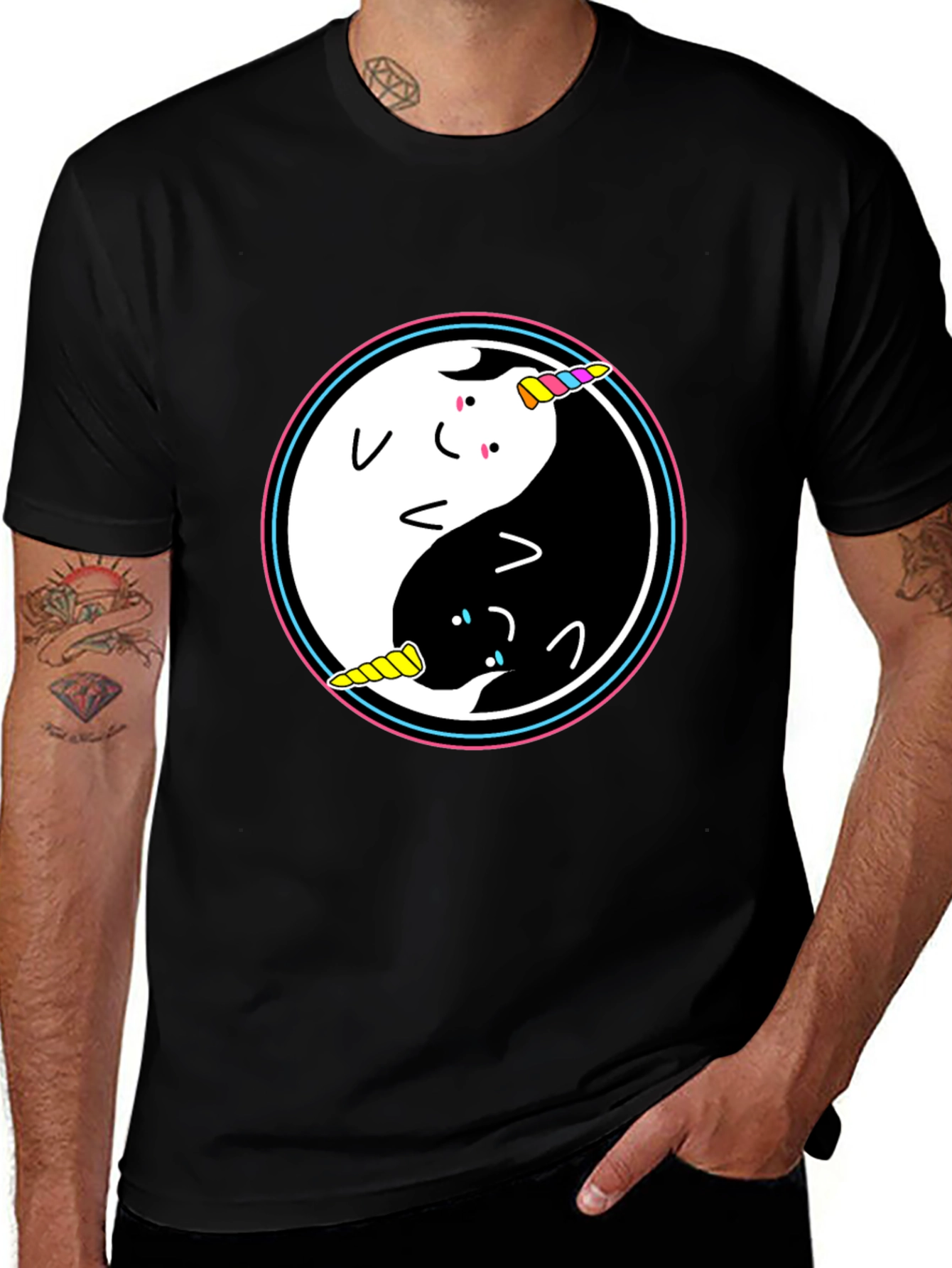 Yin Yang Unicorn Graphic T-Shirt