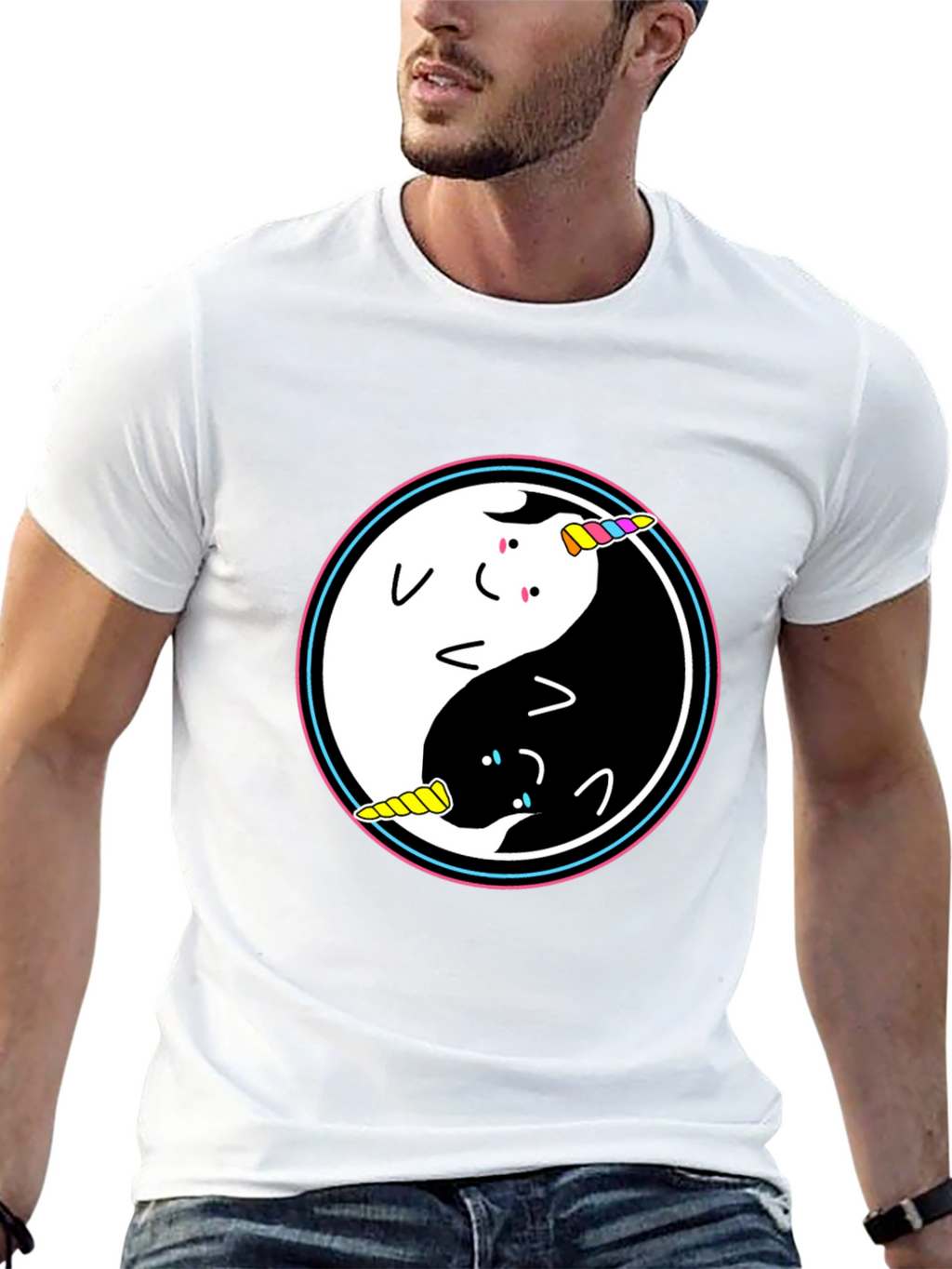 Yin Yang Unicorn Graphic T-Shirt